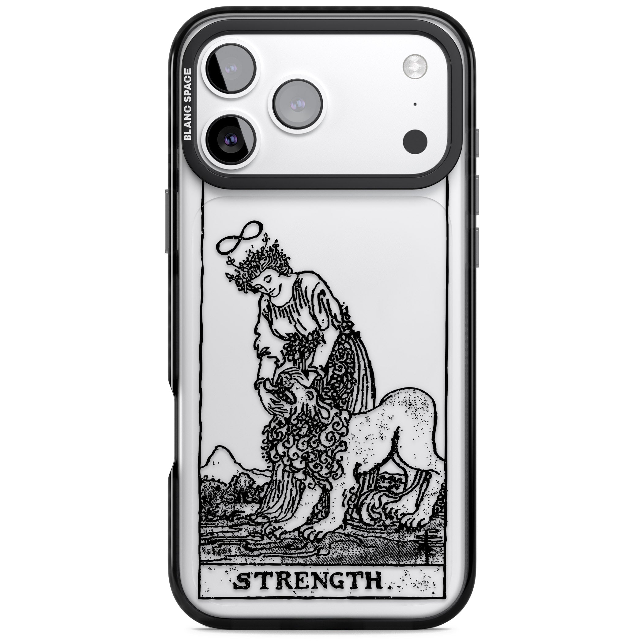 Personalised Strength Tarot Card (Clear) iPhone 17 Pro Max Impact Black Phone Case