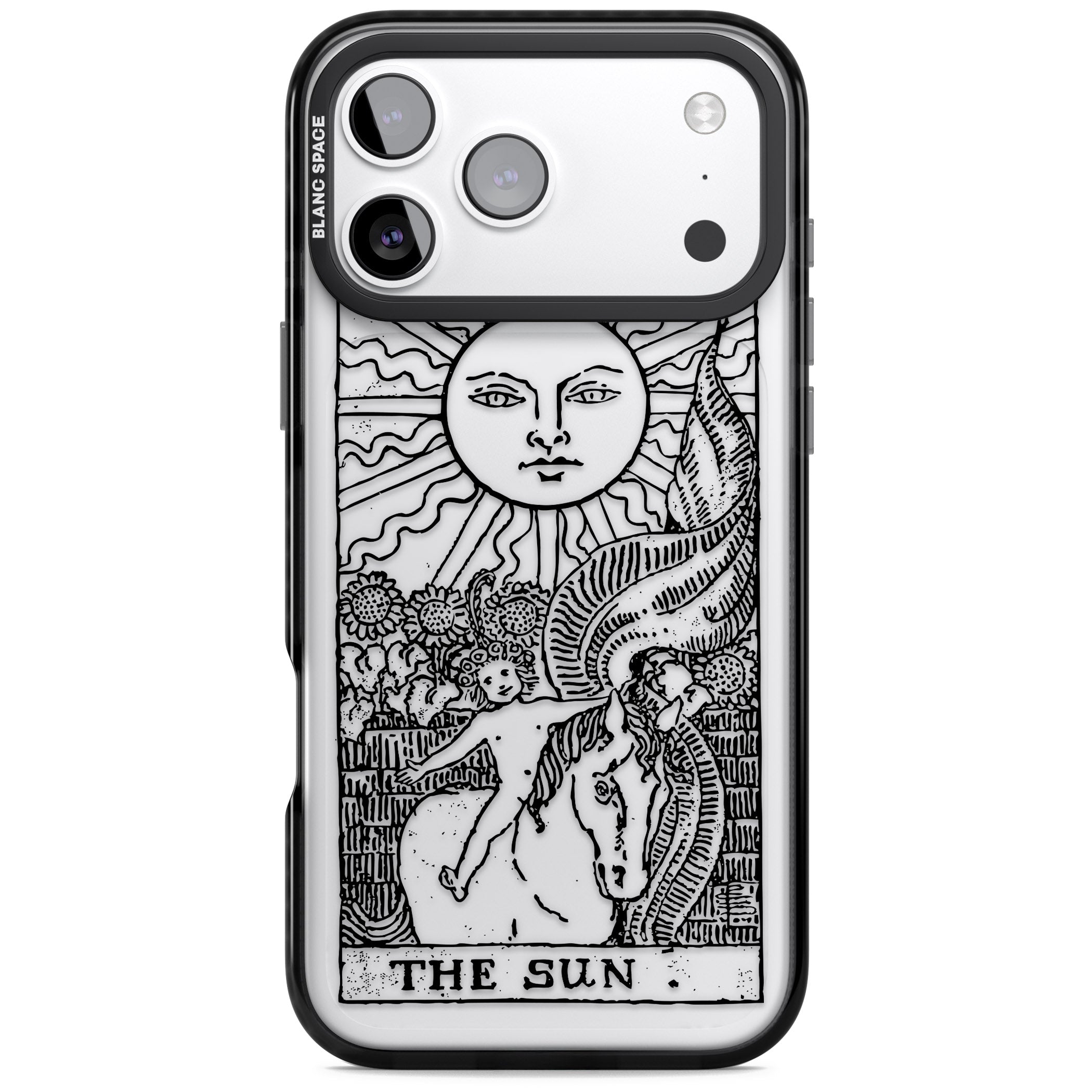 Personalised The Sun Tarot Card (Clear) iPhone 17 Pro Max Impact Black Phone Case