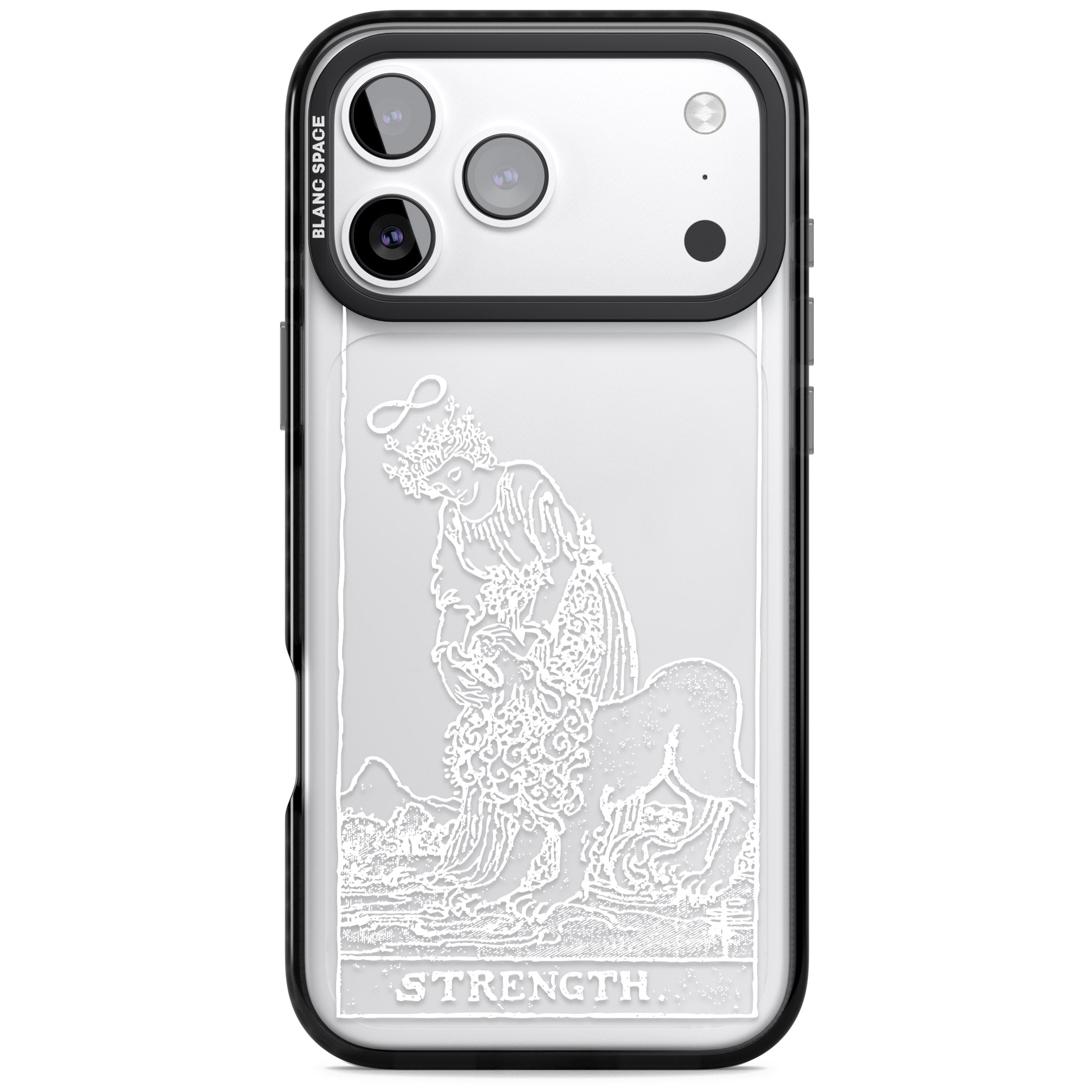 Personalised Strength Tarot Card (White) iPhone 17 Pro Max Impact Black Phone Case