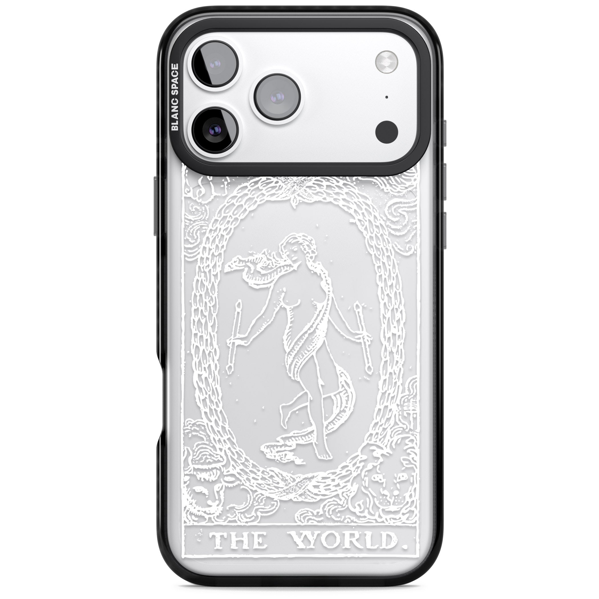 Personalised The World Tarot Card (White) iPhone 17 Pro Max Impact Black Phone Case