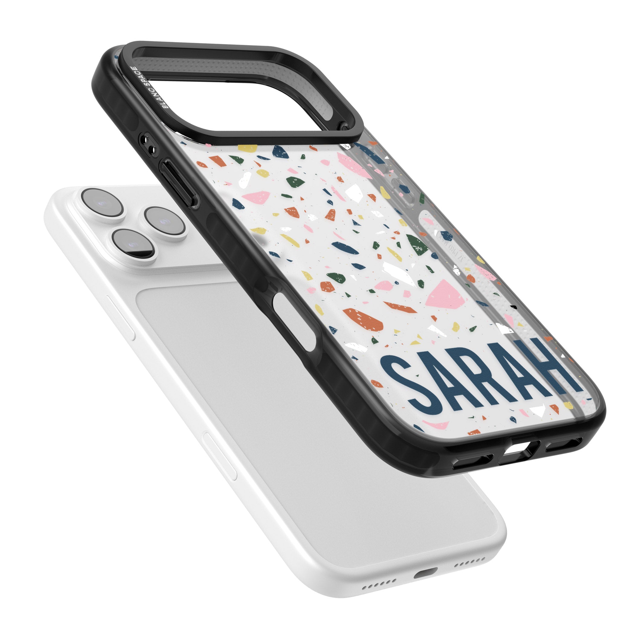 Personalised Terrazzo iPhone 17 Pro Max Impact Black Phone Case Colours