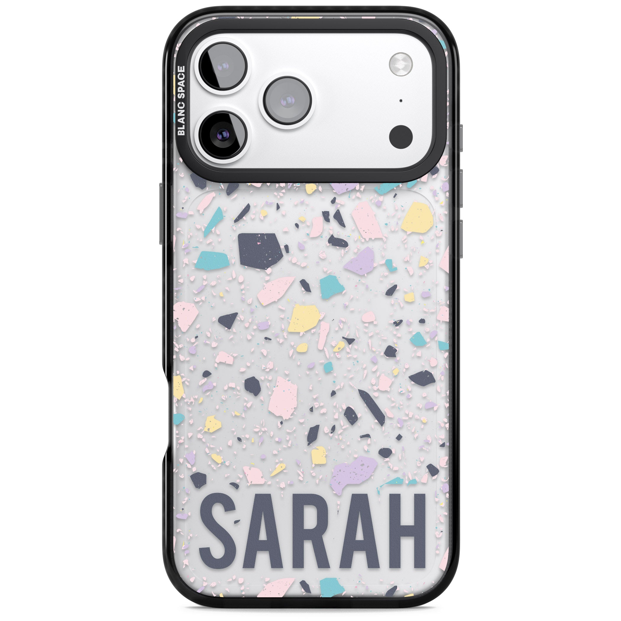 Personalised Pastel Terrazzo iPhone 17 Pro Max Impact Black Phone Case