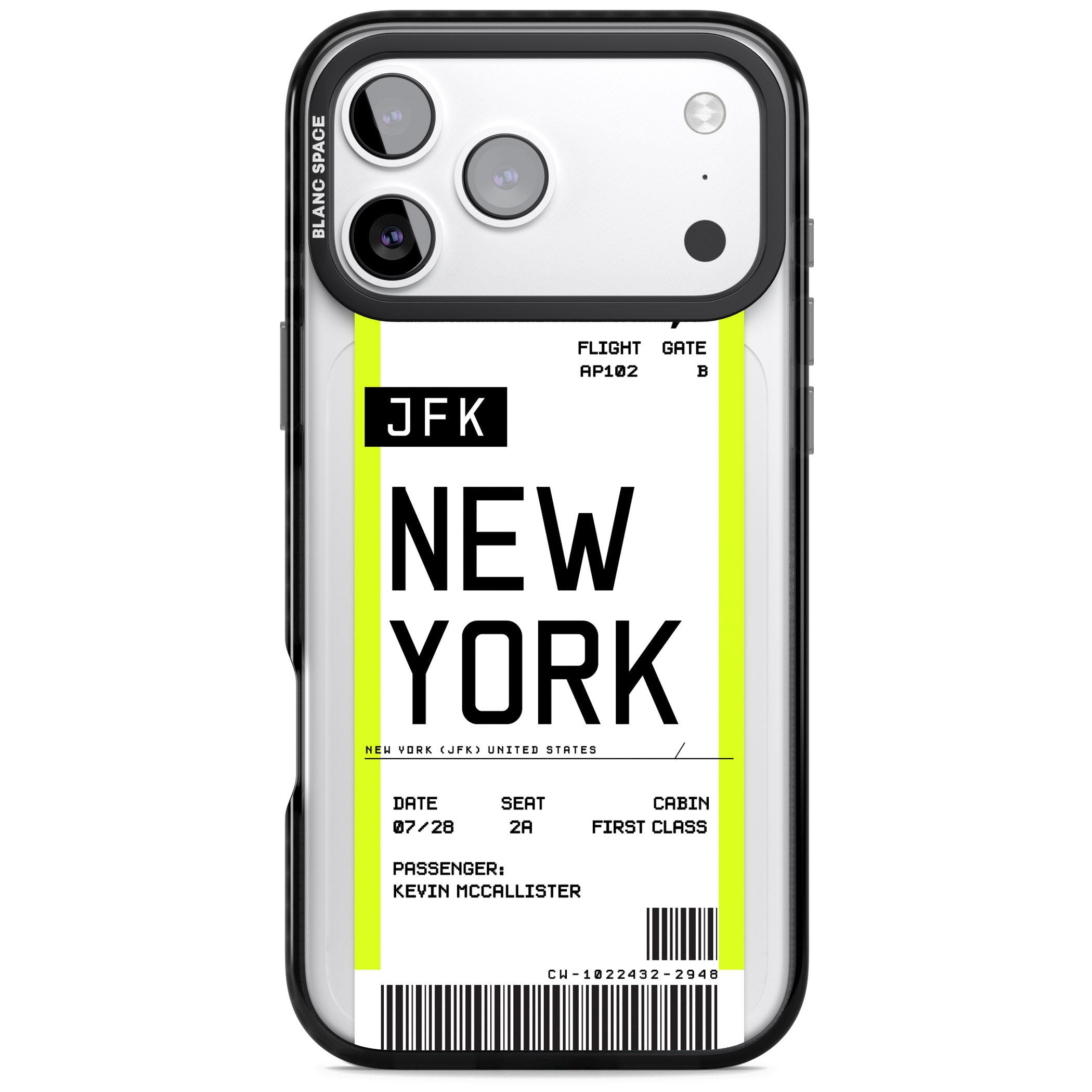 Personalised New York Boarding Pass iPhone 17 Pro Max Impact Black Phone Case
