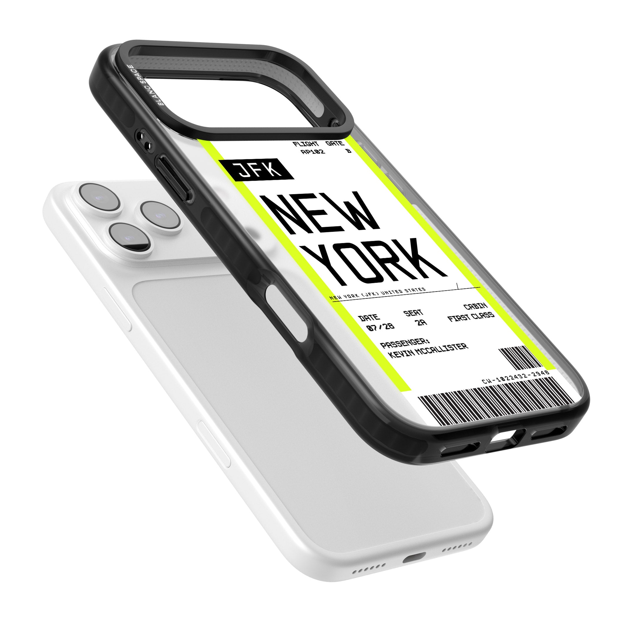 Personalised New York Boarding Pass iPhone 17 Pro Max Impact Black Phone Case Colours