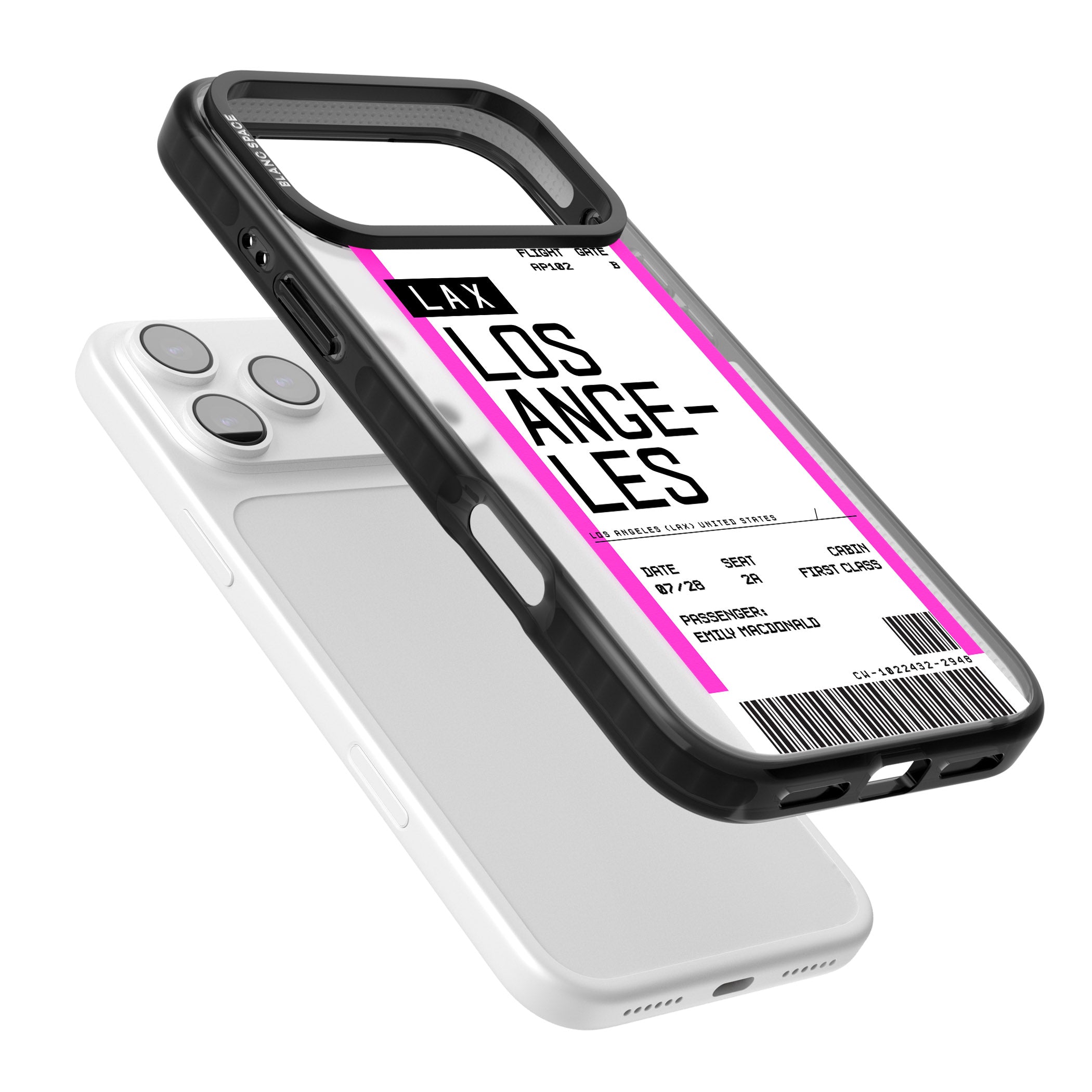 Personalised Los Angeles Boarding Pass iPhone 17 Pro Max Impact Black Phone Case Colours