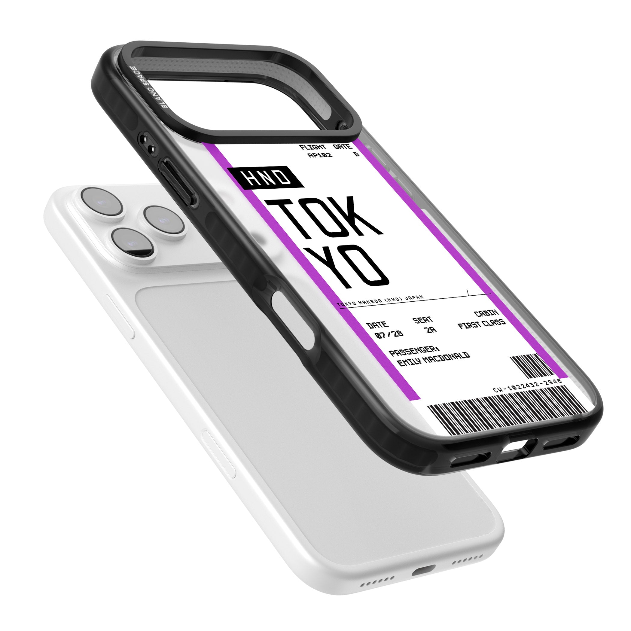 Personalised Tokyo Boarding Pass iPhone 17 Pro Max Impact Black Phone Case Colours