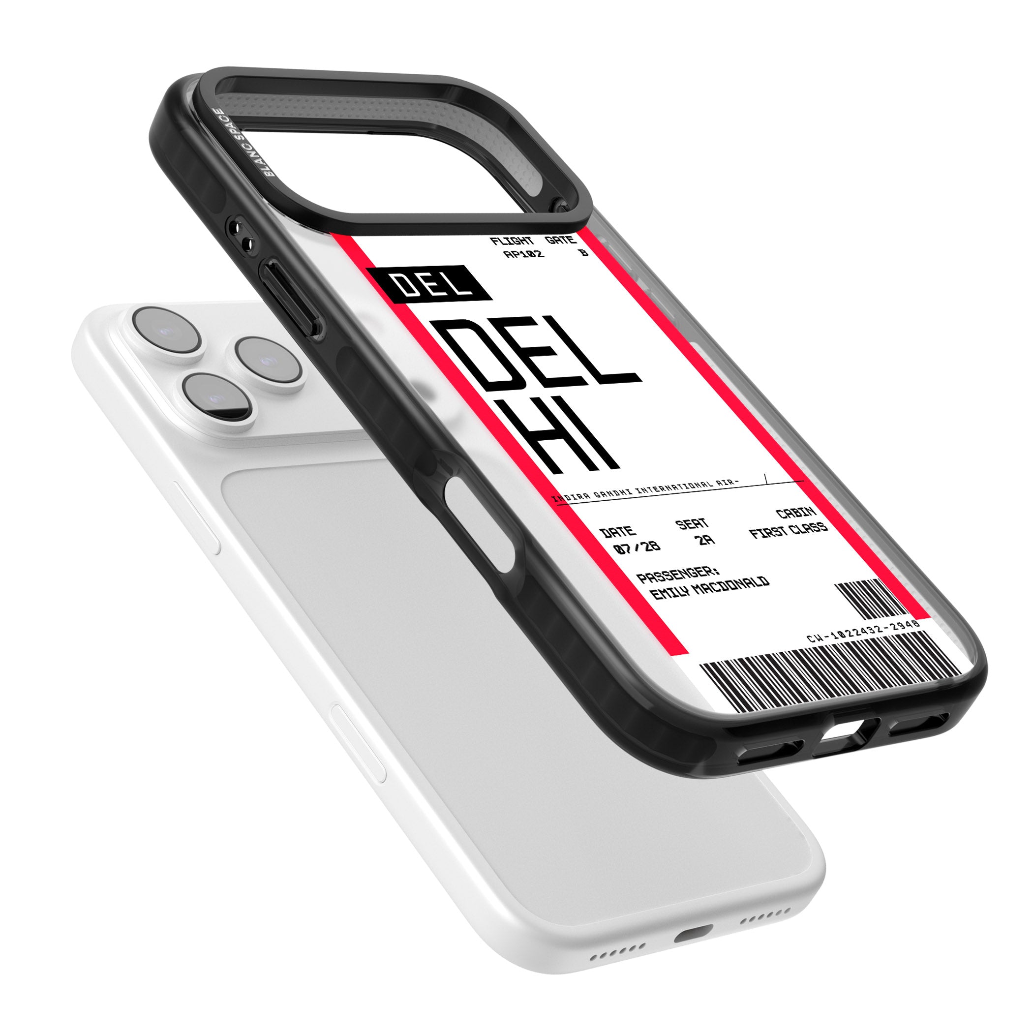 Personalised Delhi Boarding Pass iPhone 17 Pro Max Impact Black Phone Case Colours