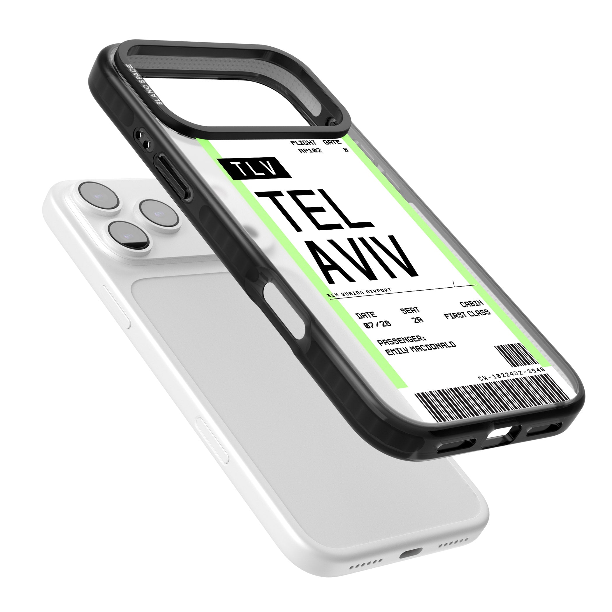 Personalised Tel Aviv Boarding Pass iPhone 17 Pro Max Impact Black Phone Case Colours