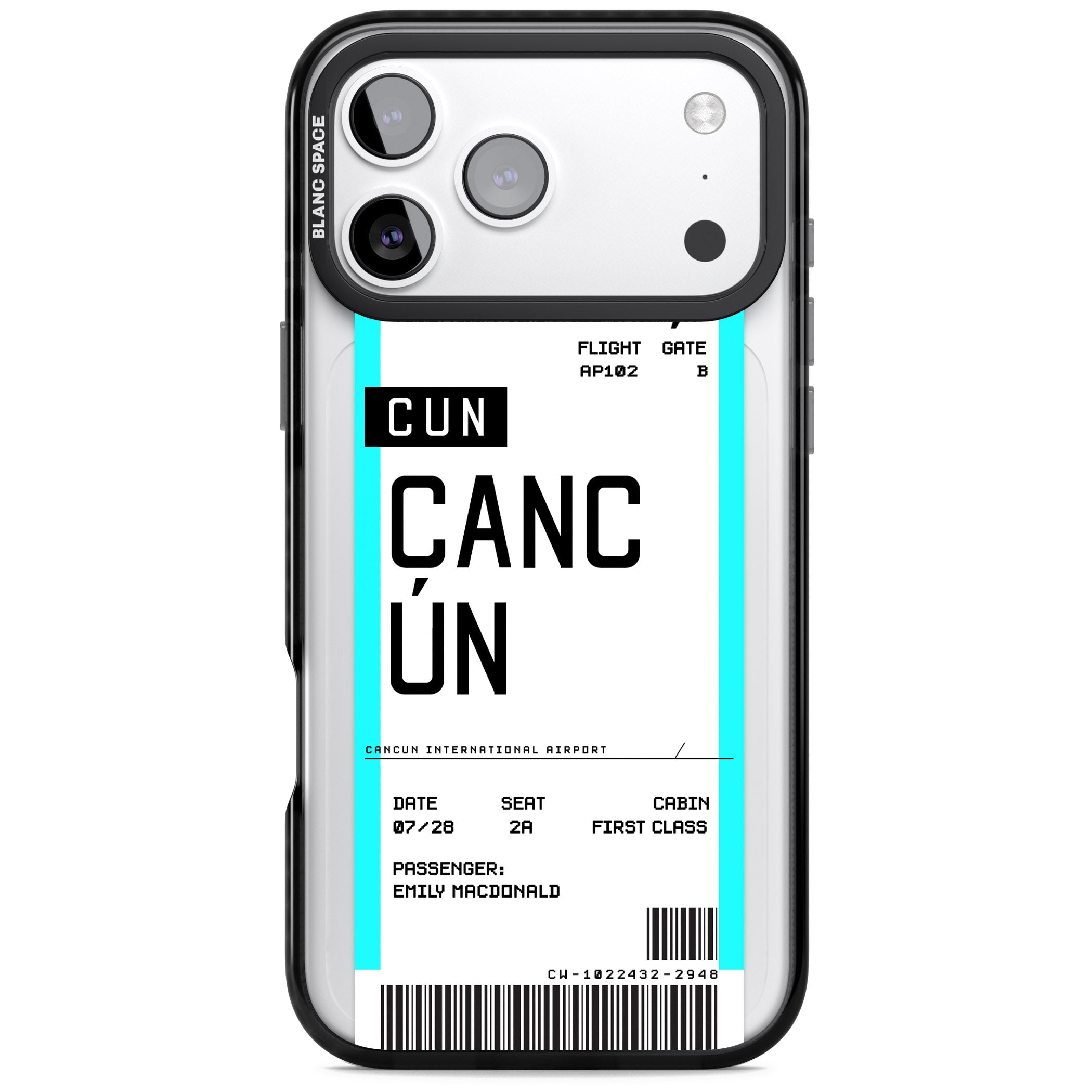 Personalised Cancún Boarding Pass iPhone 17 Pro Max Impact Black Phone Case
