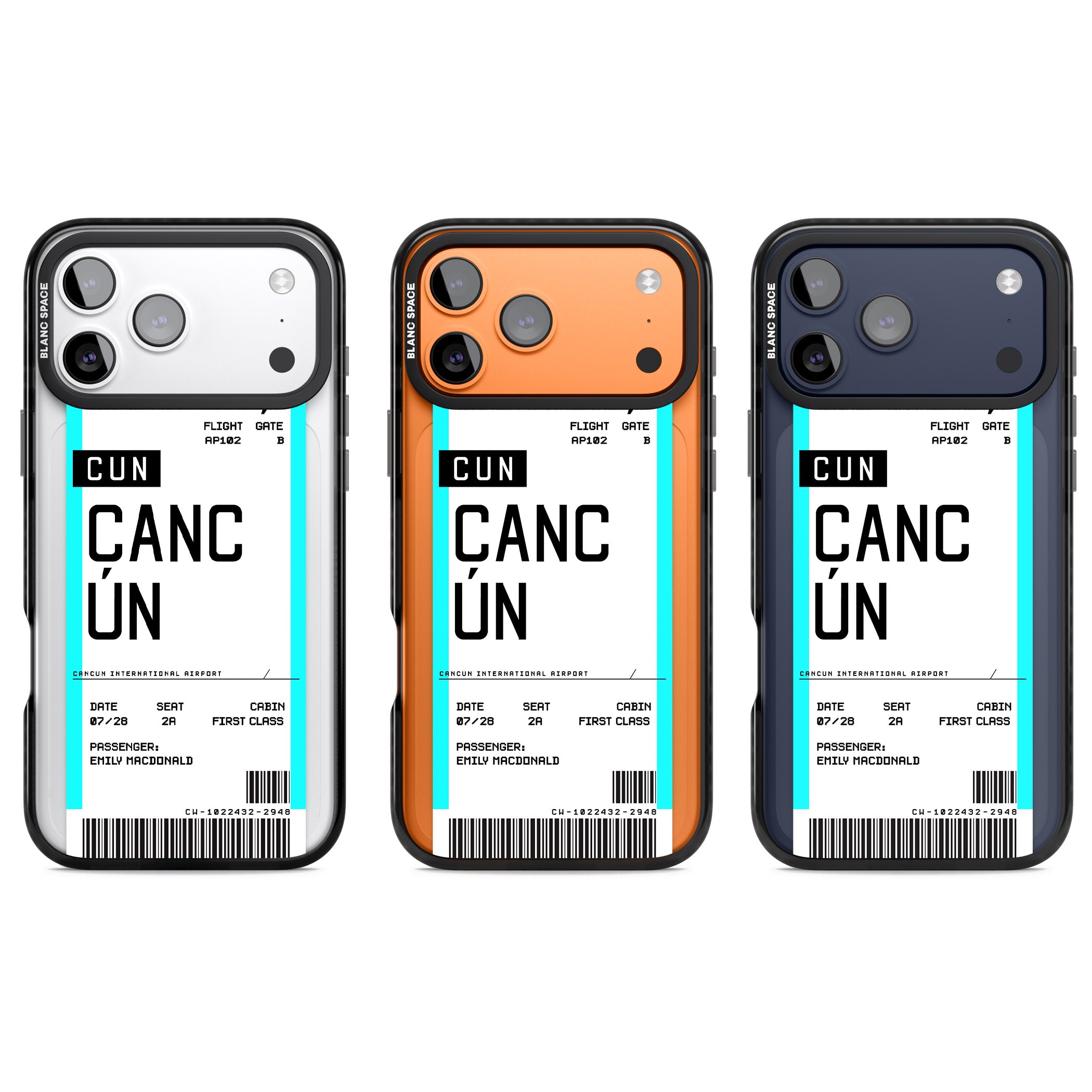 Personalised Cancún Boarding Pass iPhone 17 Pro Impact Black Phone Case APT Impact Protection