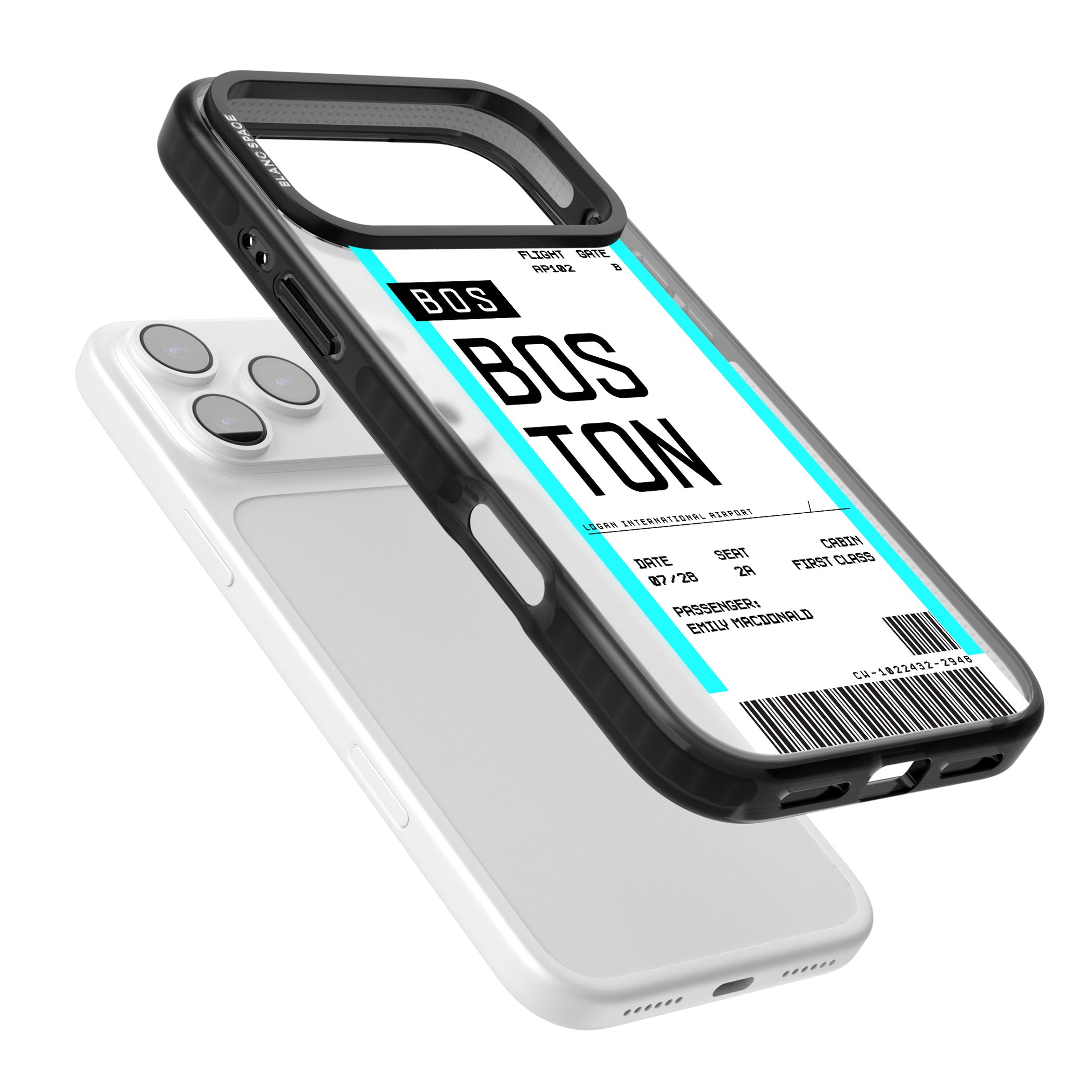 Personalised Boston Boarding Pass iPhone 17 Pro Max Impact Black Phone Case Colours