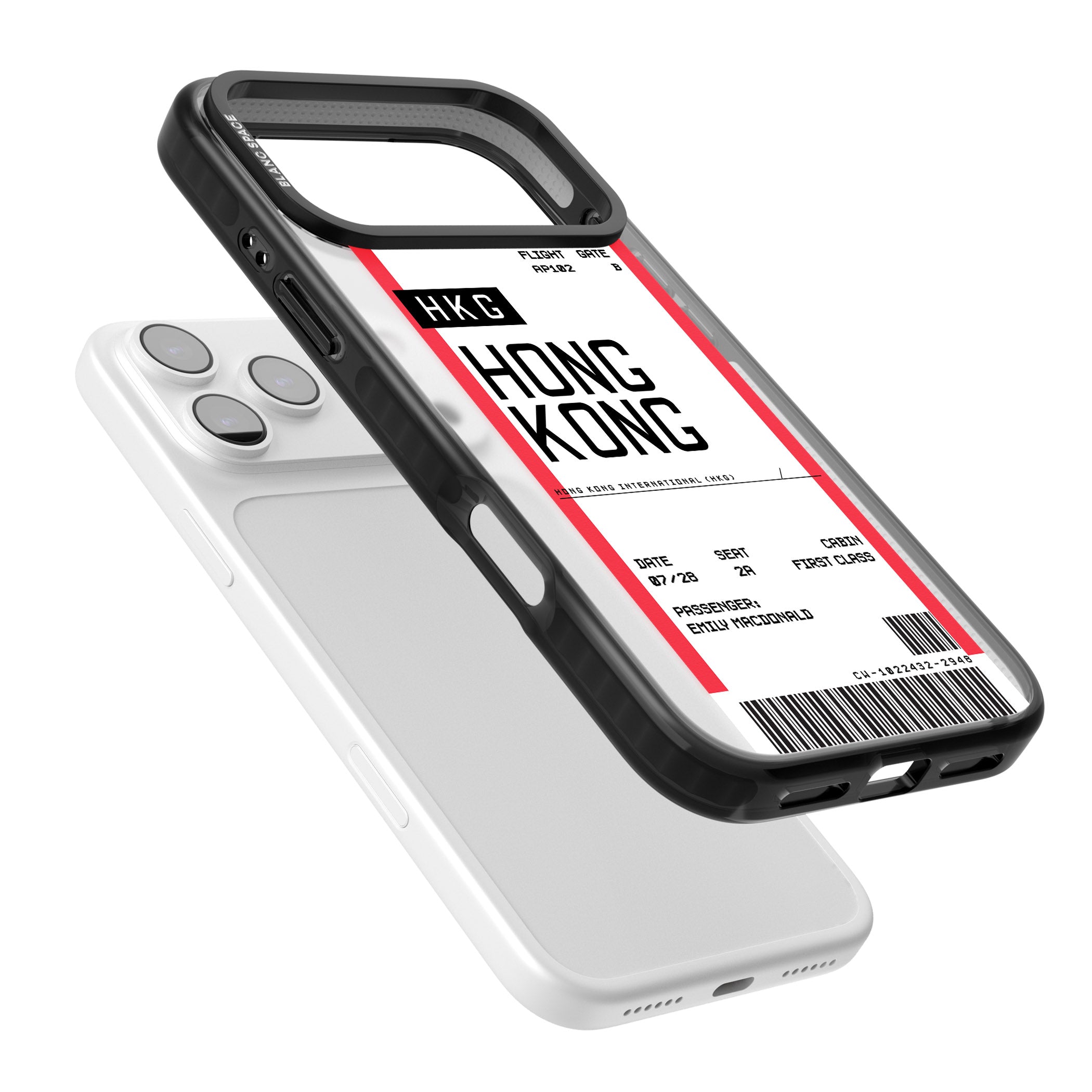 Personalised Hong Kong Boarding Pass iPhone 17 Pro Max Impact Black Phone Case Colours