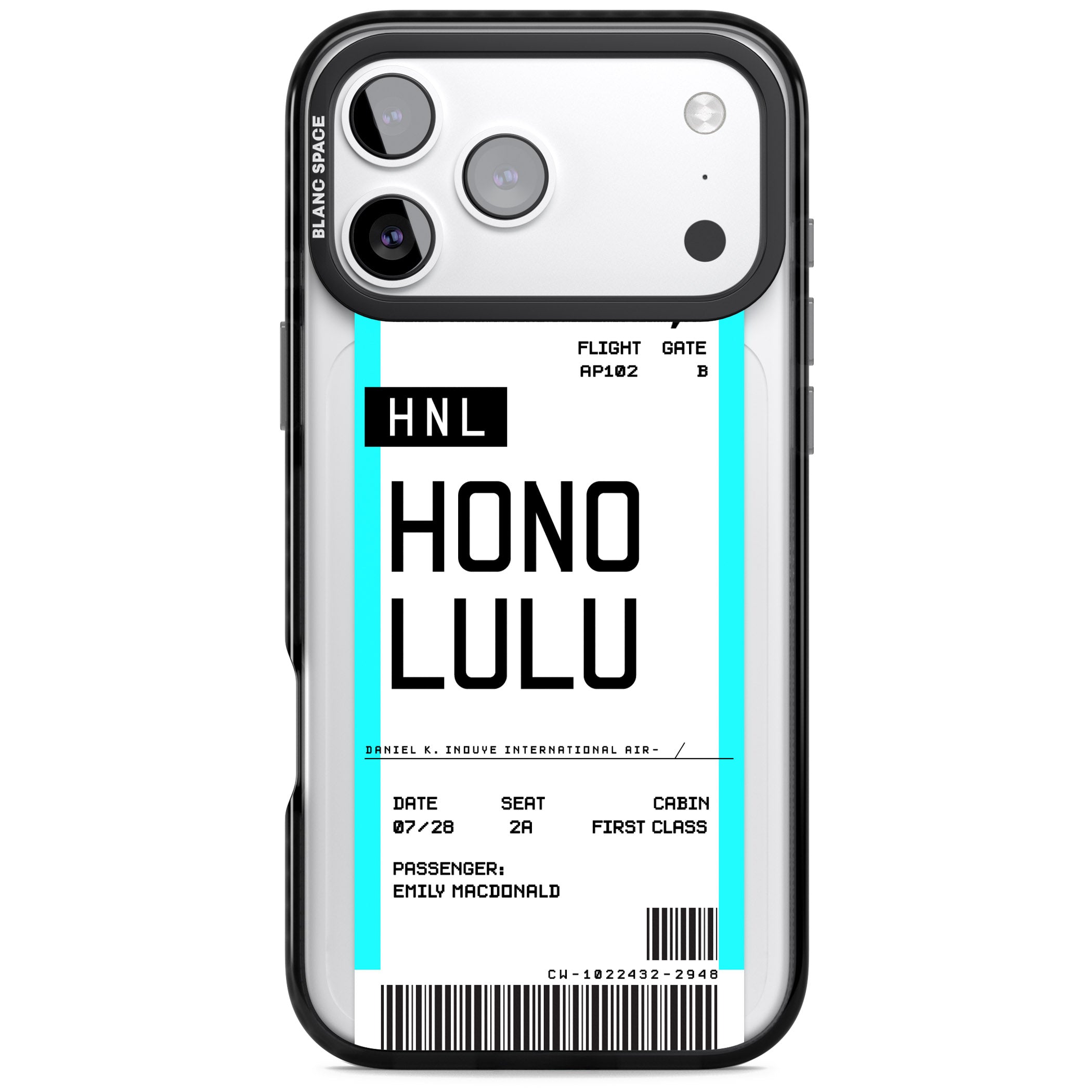 Personalised Honolulu Boarding Pass iPhone 17 Pro Max Impact Black Phone Case