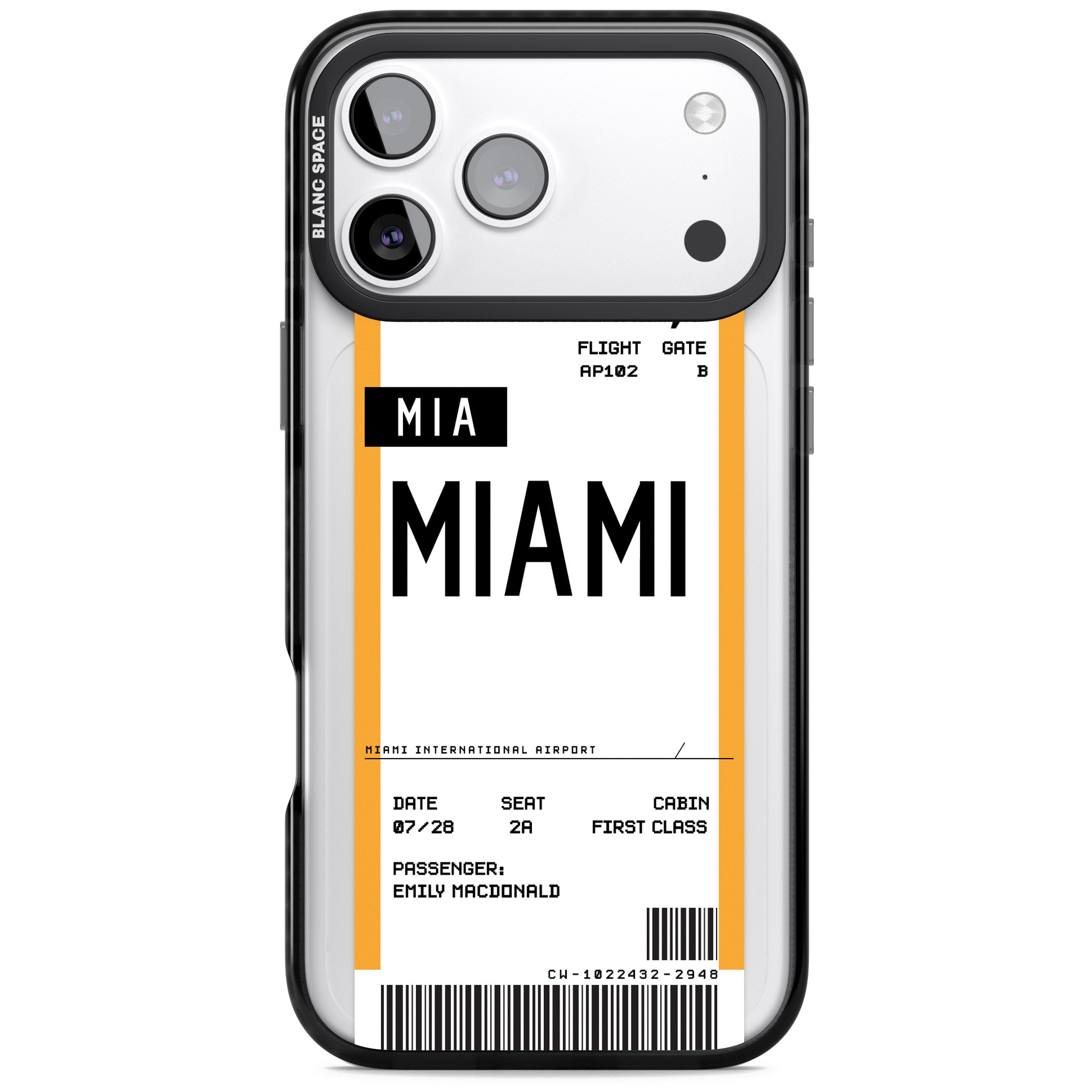 Personalised Miami Boarding Pass iPhone 17 Pro Max Impact Black Phone Case