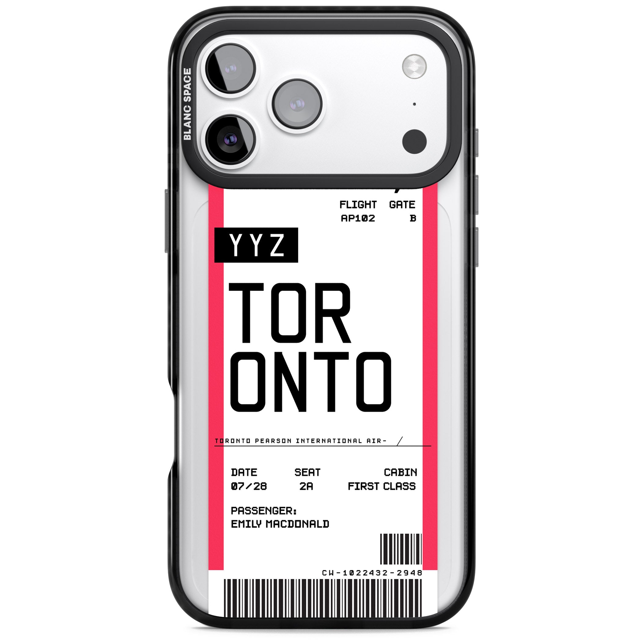 Personalised Toronto Boarding Pass iPhone 17 Pro Max Impact Black Phone Case