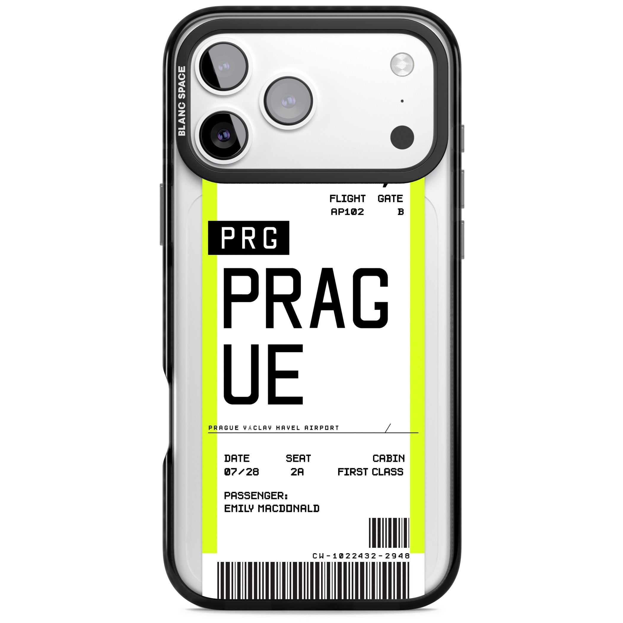 Personalised Prague Boarding Pass iPhone 17 Pro Max Impact Black Phone Case