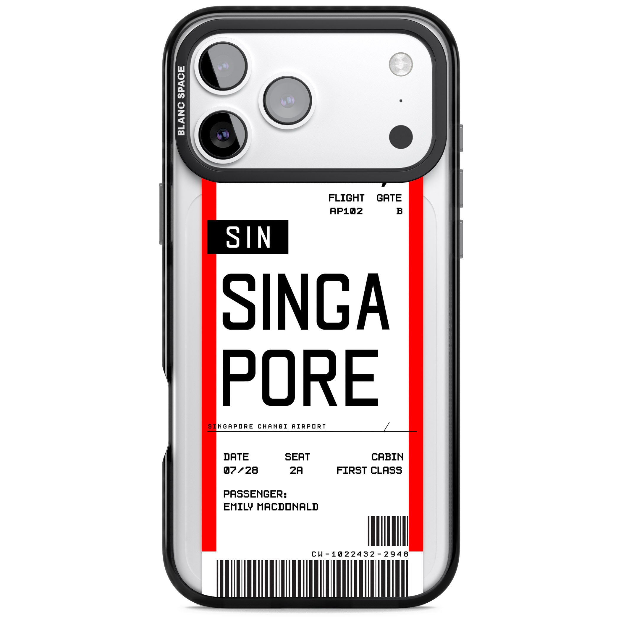 Personalised Singapore Boarding Pass iPhone 17 Pro Max Impact Black Phone Case