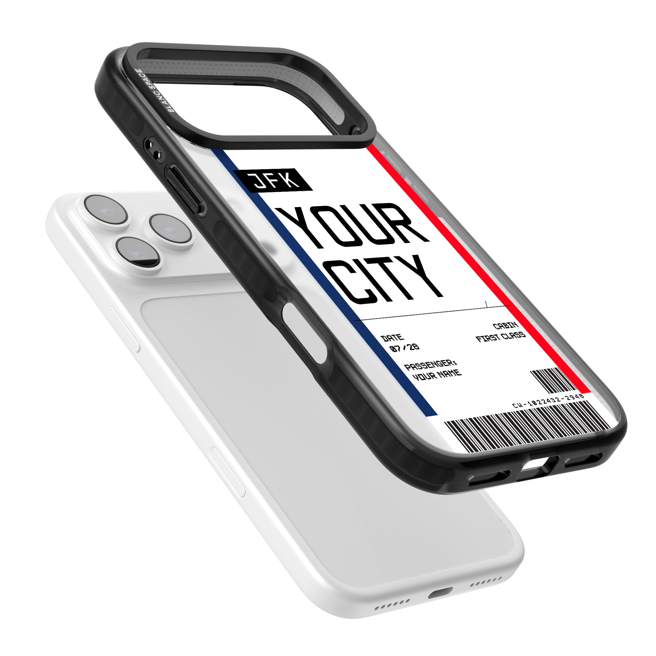 Personalised Create Your Own Boarding Pass Ticket iPhone 17 Pro Max Impact Black Phone Case Colours
