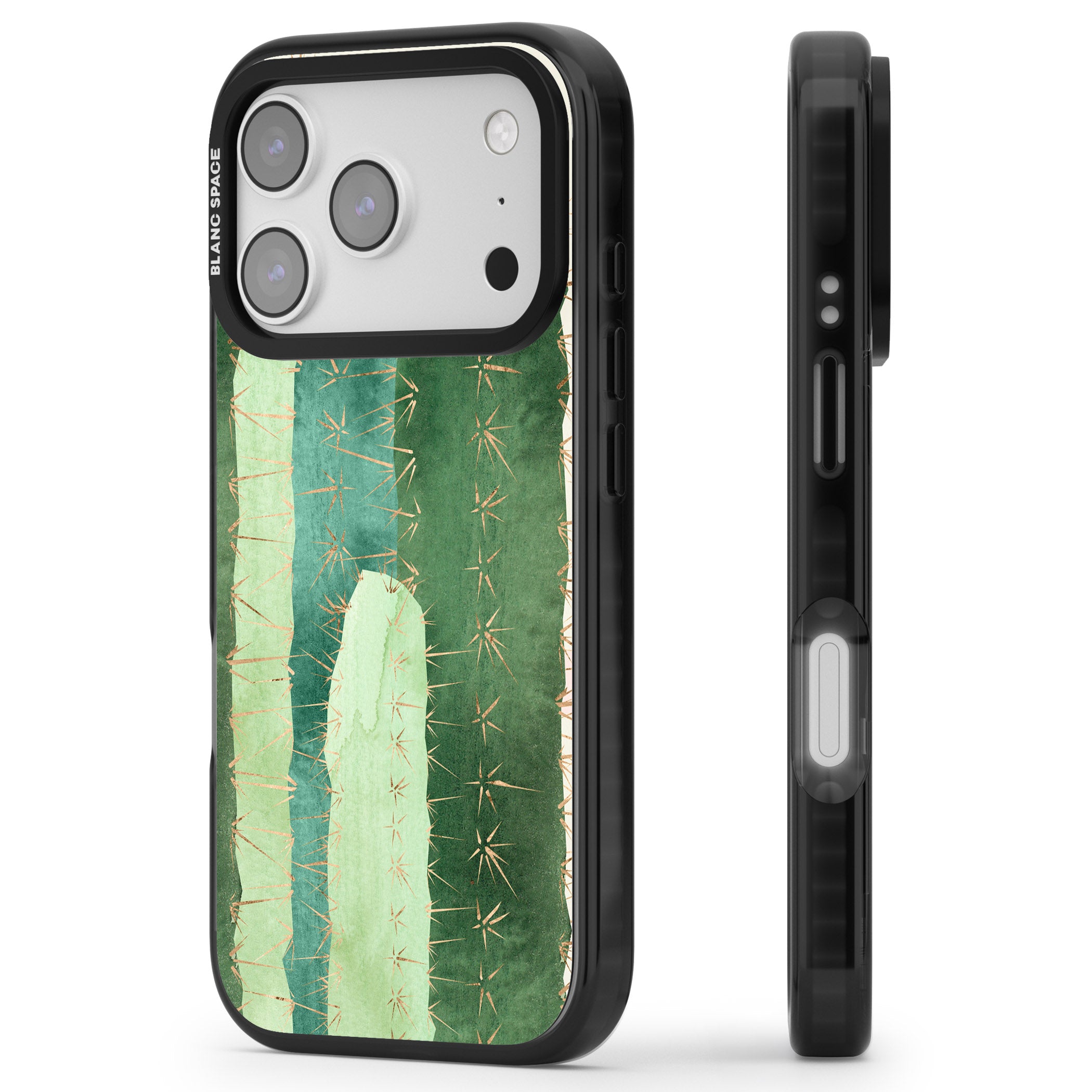 Large Cacti iPhone 17 Pro Max Impact Black Phone Case Side Profile