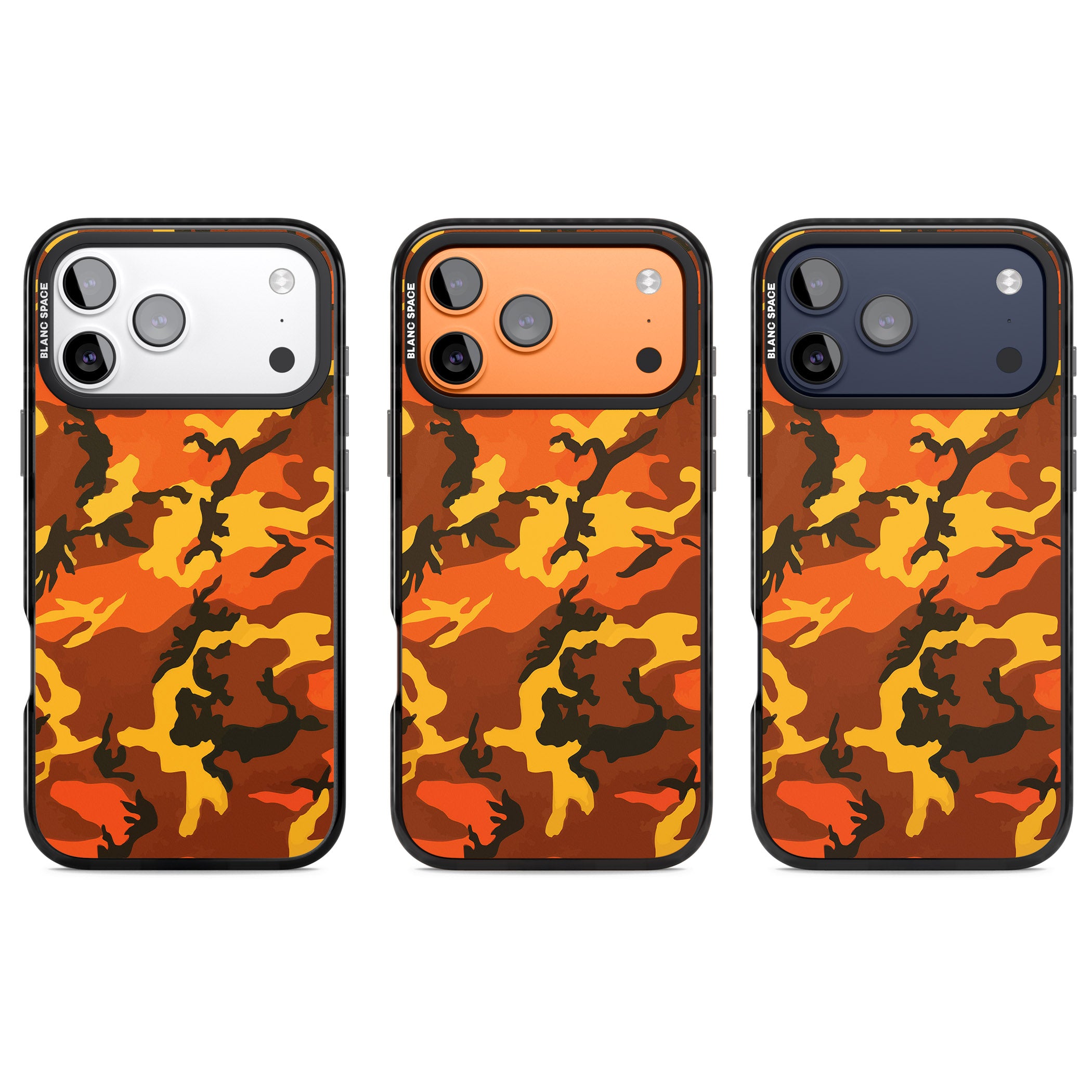 Orange Camo iPhone 17 Pro Impact Black Phone Case APT Impact Protection