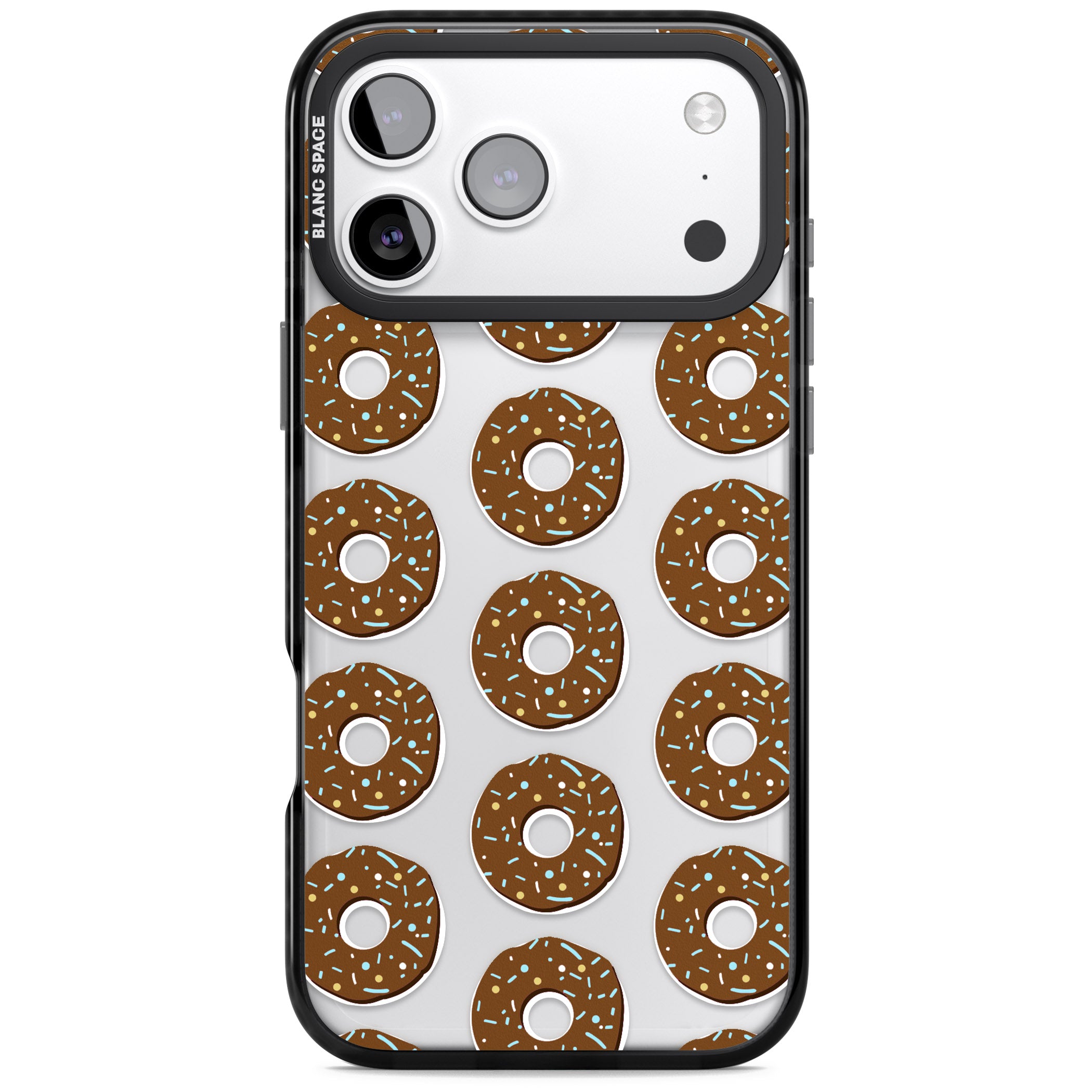 Chocolate Donut Pattern iPhone 17 Pro Max Impact Black Phone Case