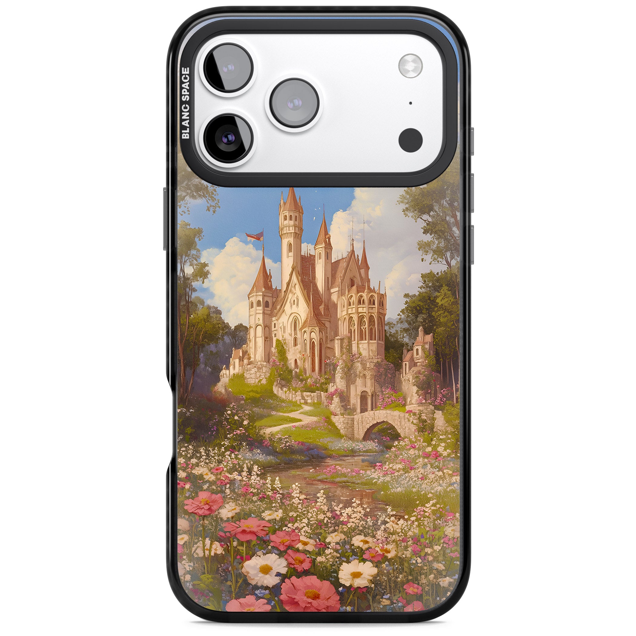 Castle Flower Fields iPhone 17 Pro Max Impact Black Phone Case