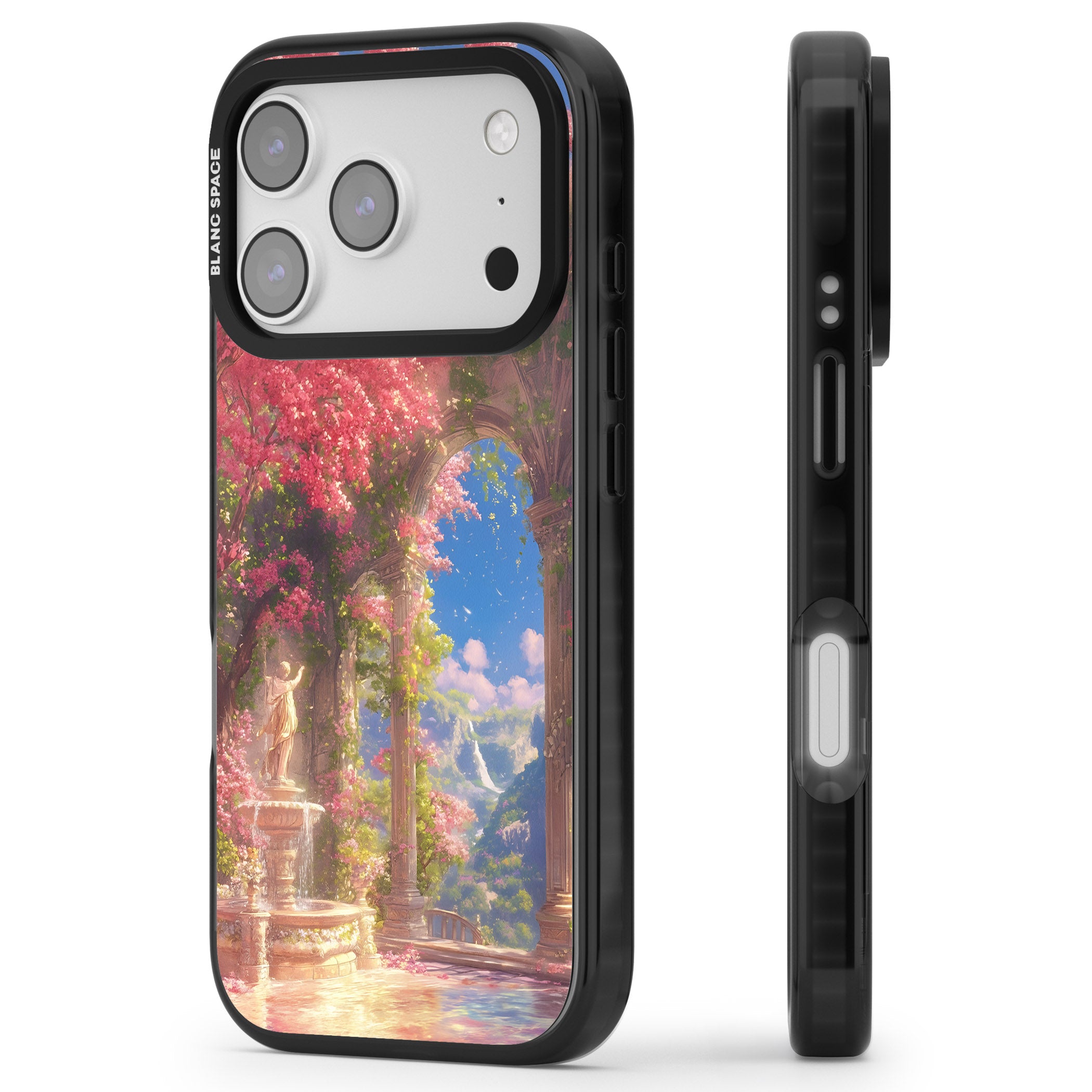 Castle Blossom iPhone 17 Pro Max Impact Black Phone Case Side Profile