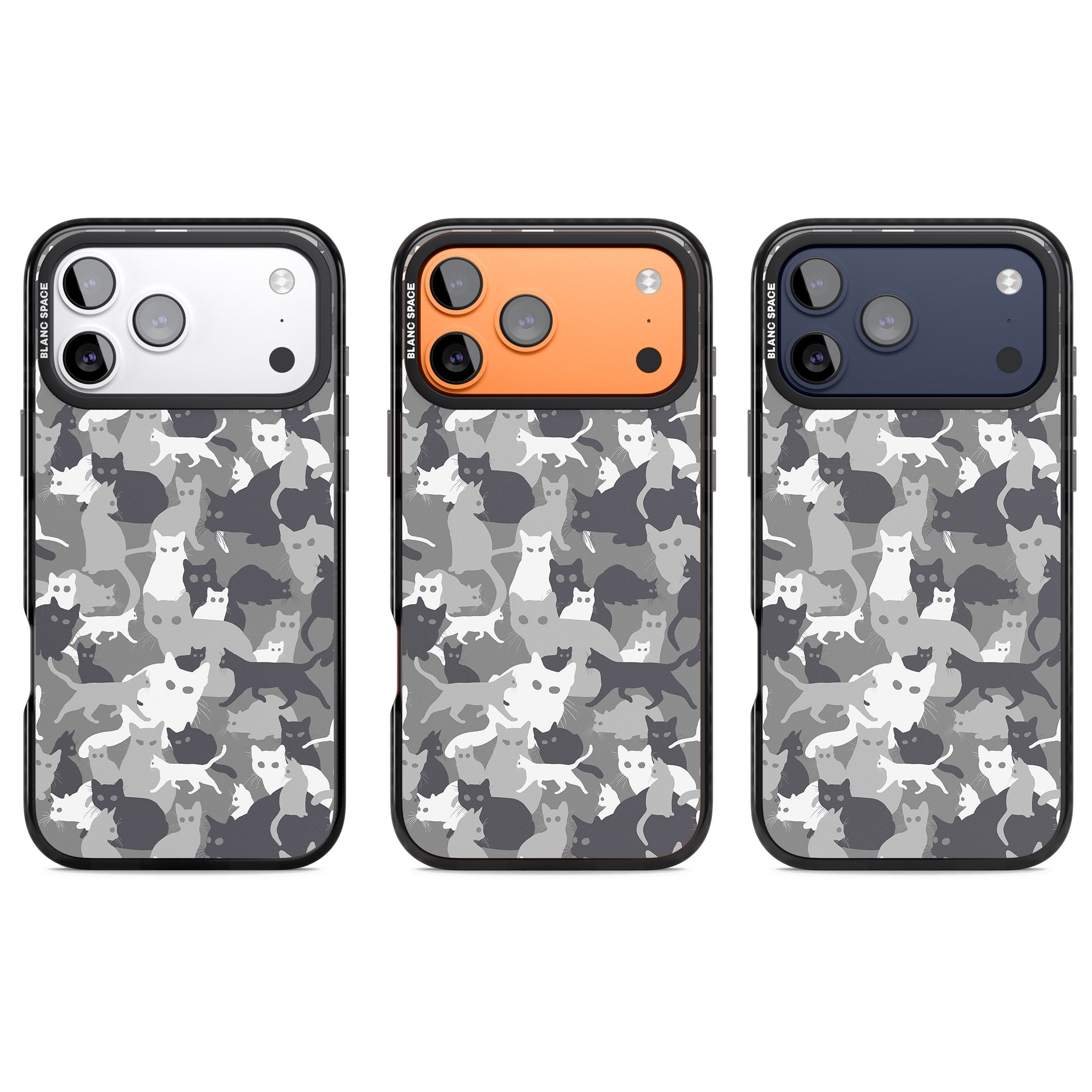 Dark Grey Cat Camouflage iPhone 17 Pro Impact Black Phone Case APT Impact Protection