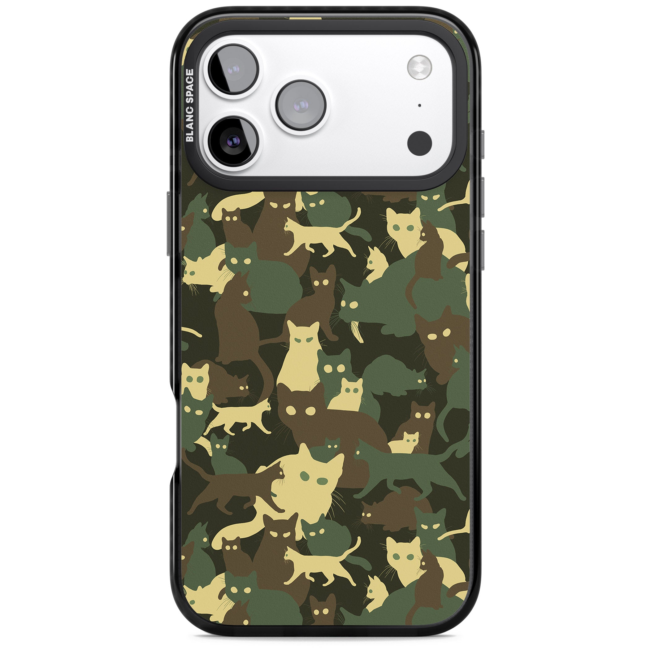 Forest Cat Camo iPhone 17 Pro Max Impact Black Phone Case