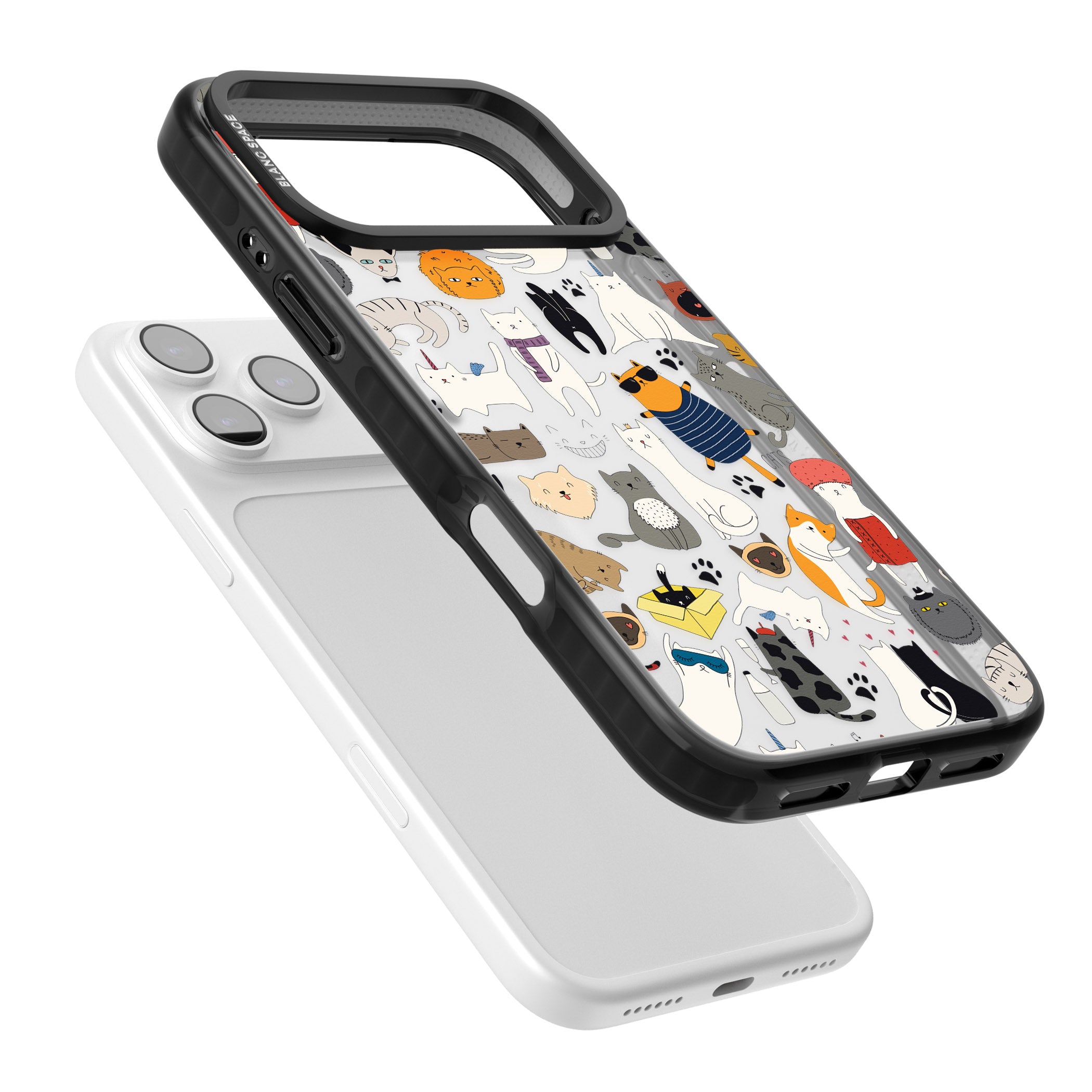 Cartoon Cat Collage iPhone 17 Pro Max Impact Black Phone Case Colours