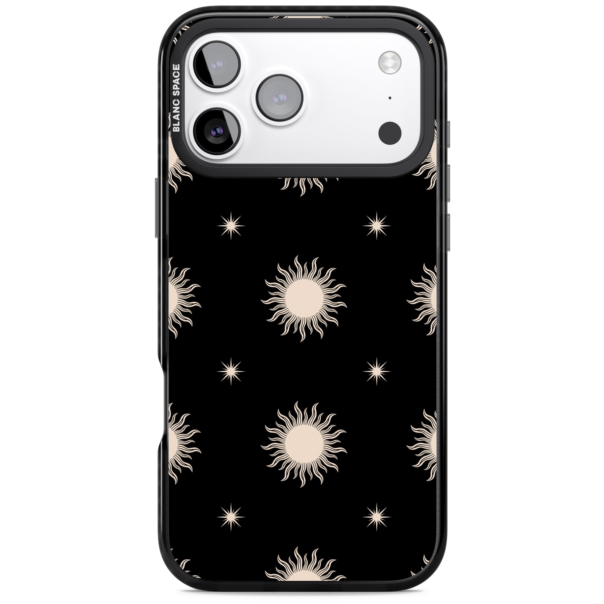 Celestial Patterns Classic Suns (Black) iPhone 17 Pro Impact Black Phone Case