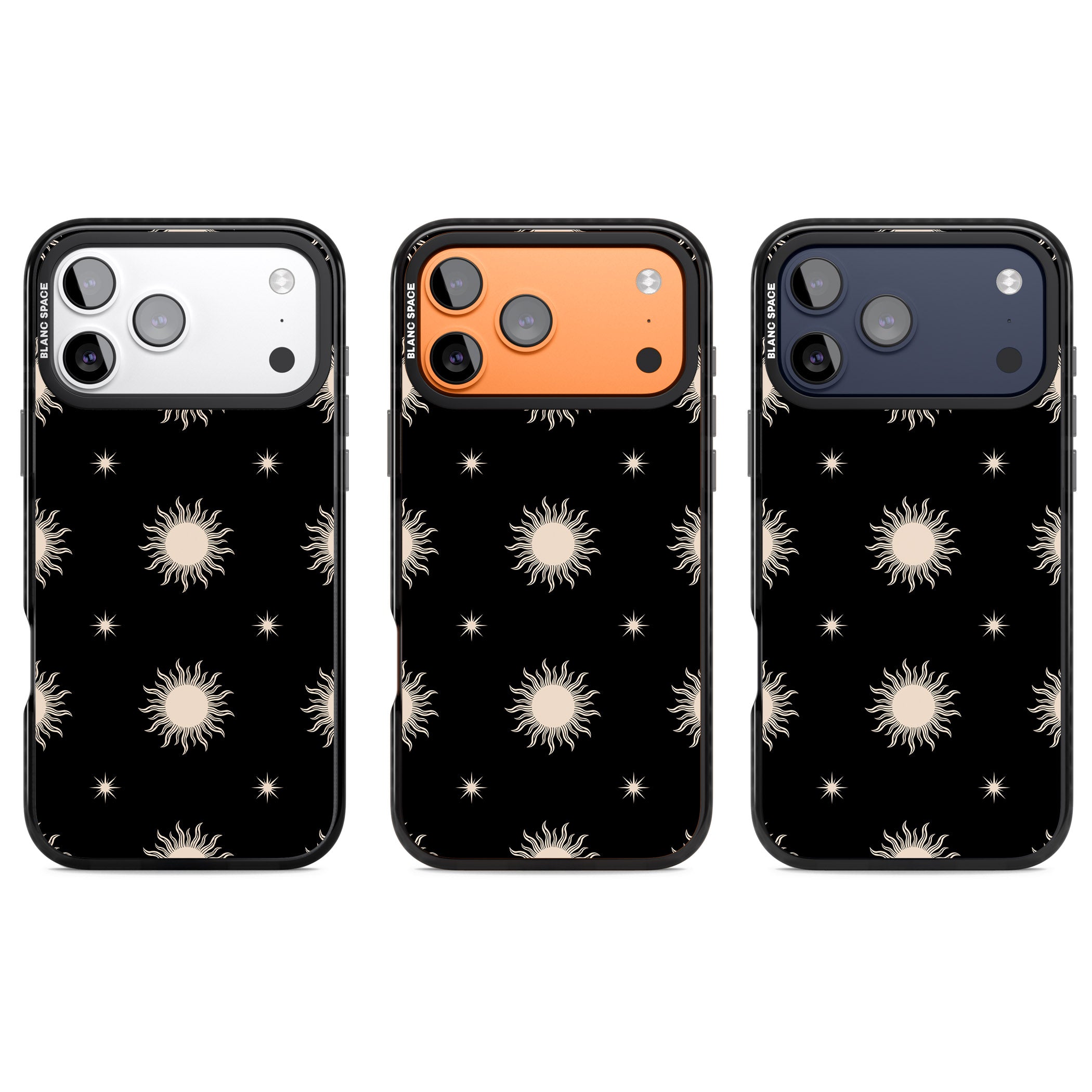 Celestial Patterns Classic Suns (Black) iPhone 17 Pro Impact Black Phone Case APT Impact Protection