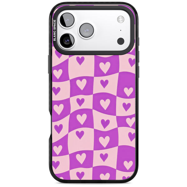 Purple Wavy Checked Hearts
