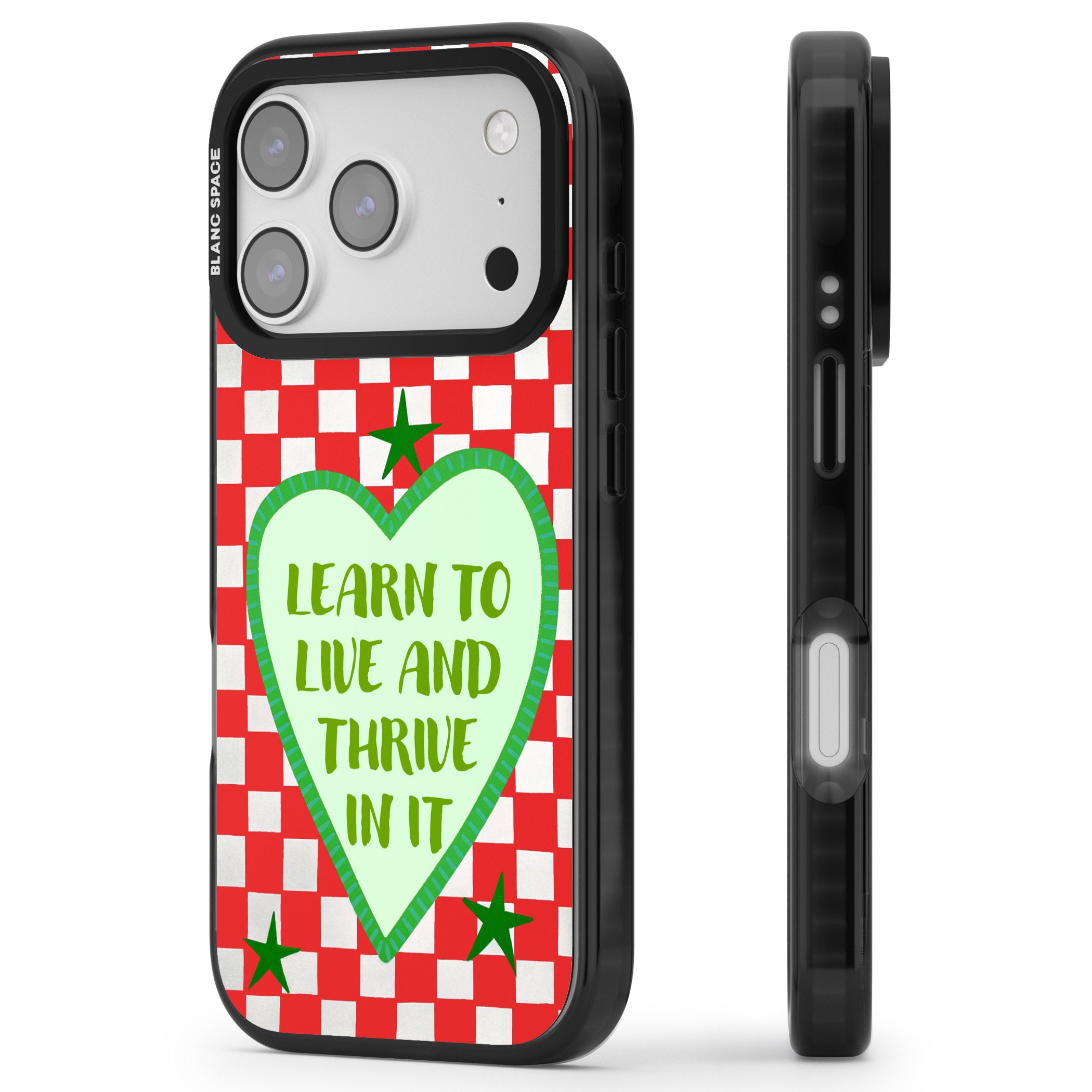 Learn To Live iPhone 17 Pro Max Impact Black Phone Case Side Profile
