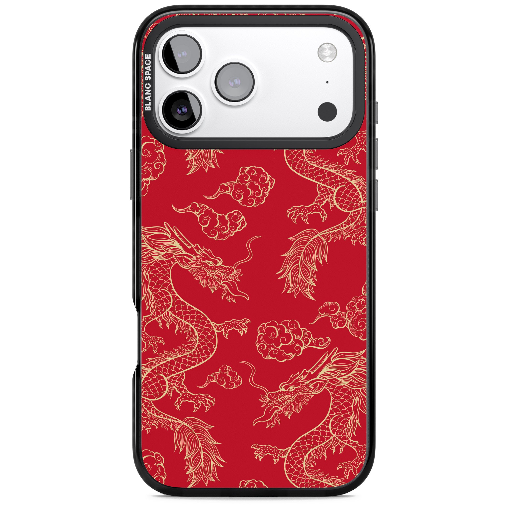 Red And Gold Dragon Pattern iPhone 17 Pro Max Impact Black Phone Case