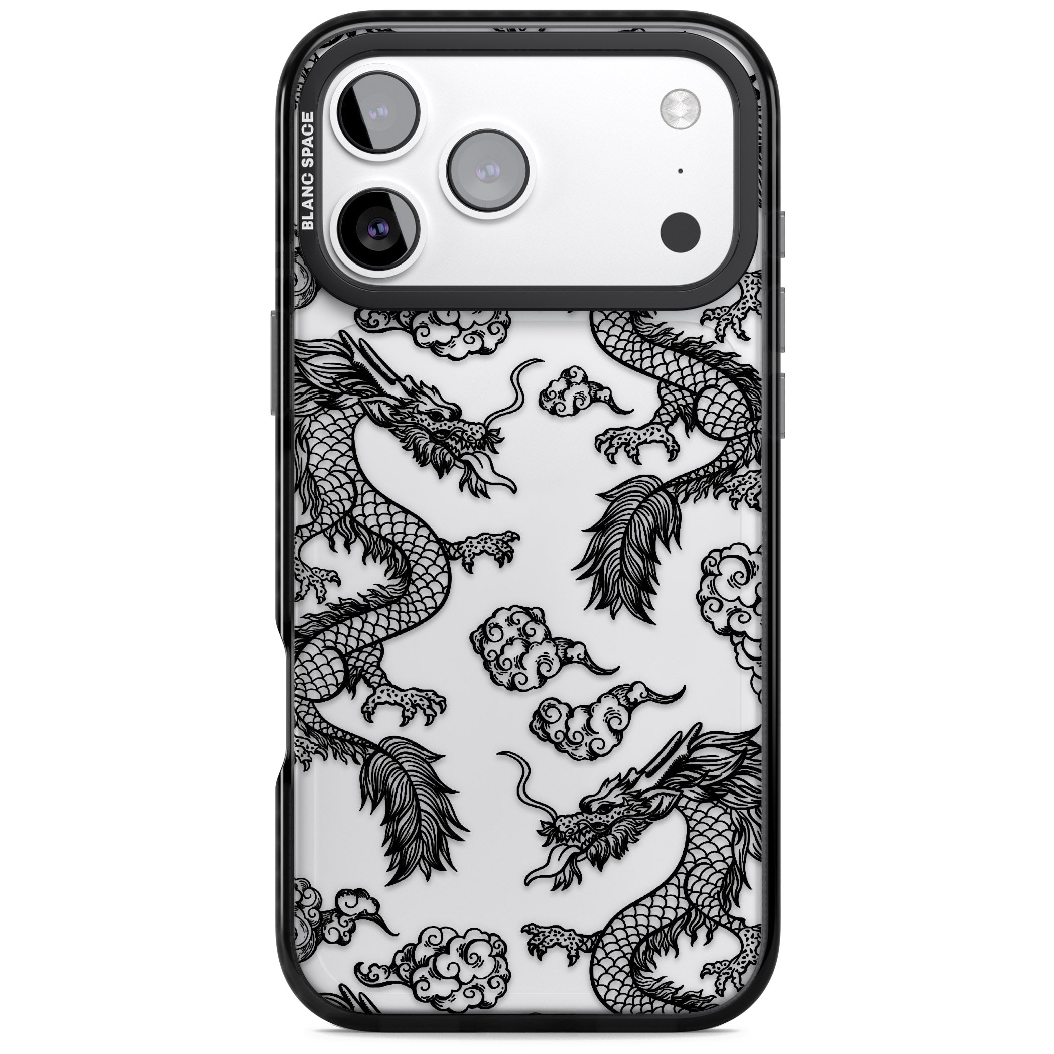 Black Dragon Pattern iPhone 17 Pro Max Impact Black Phone Case