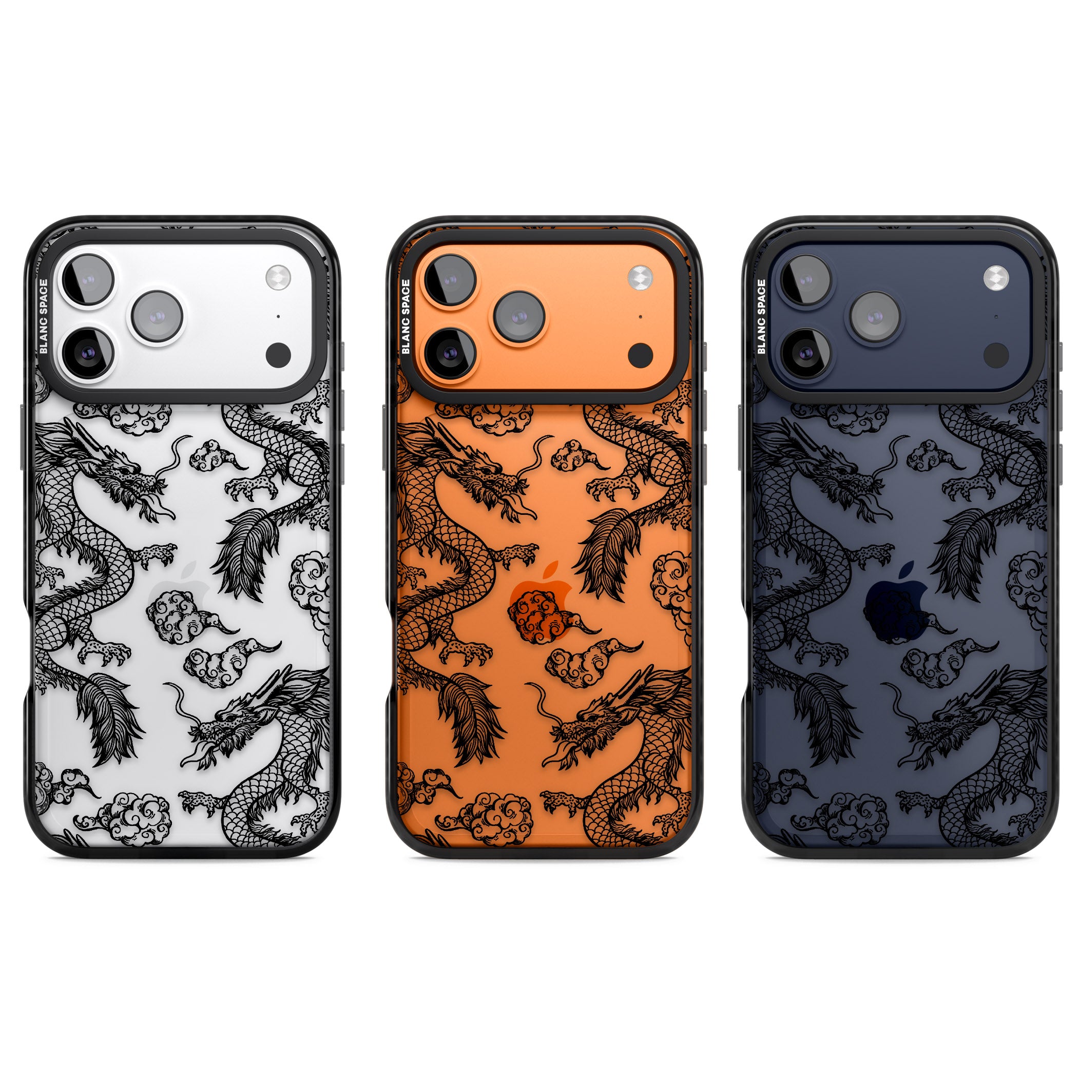 Black Dragon Pattern iPhone 17 Pro Impact Black Phone Case APT Impact Protection