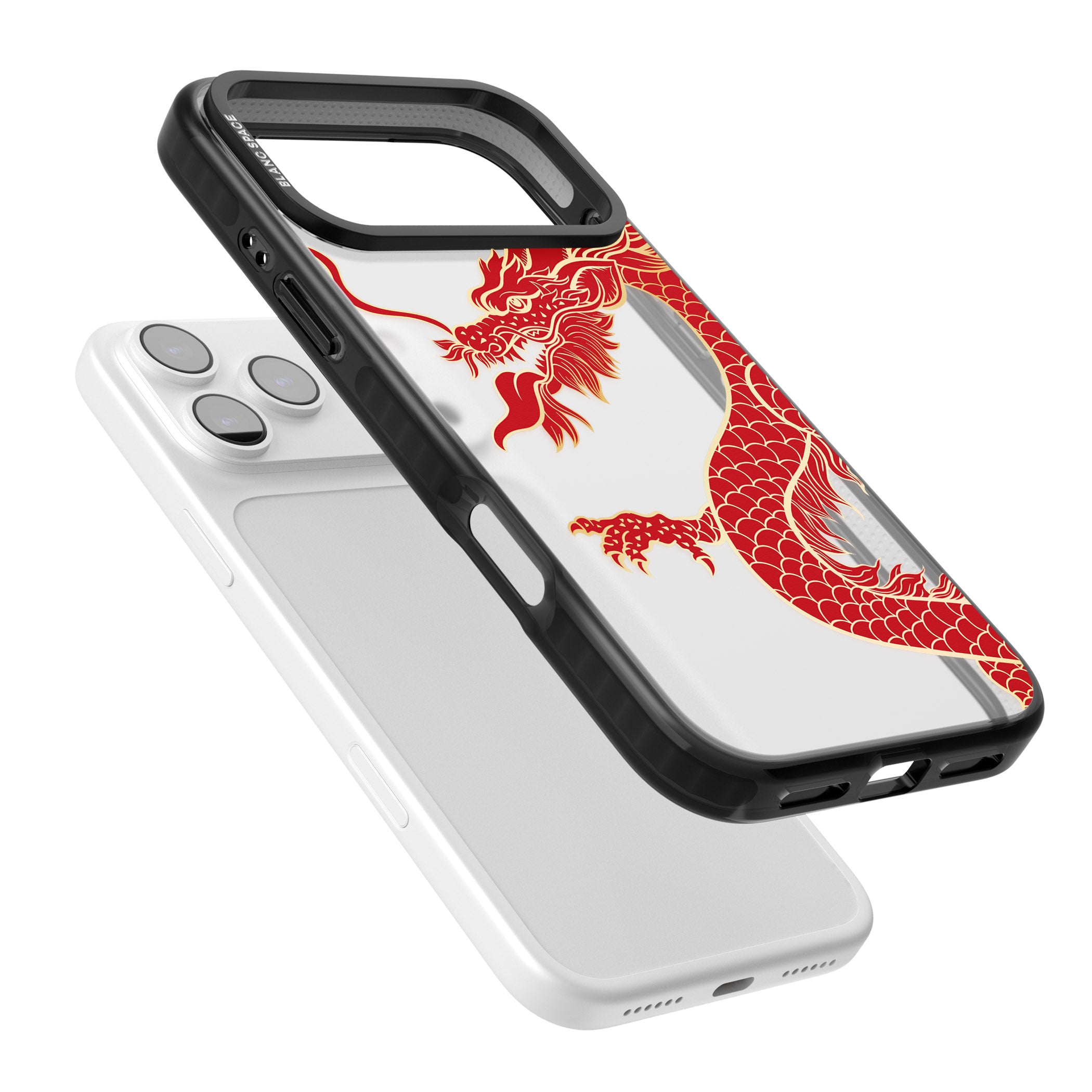 Large Red Dragon iPhone 17 Pro Max Impact Black Phone Case Colours