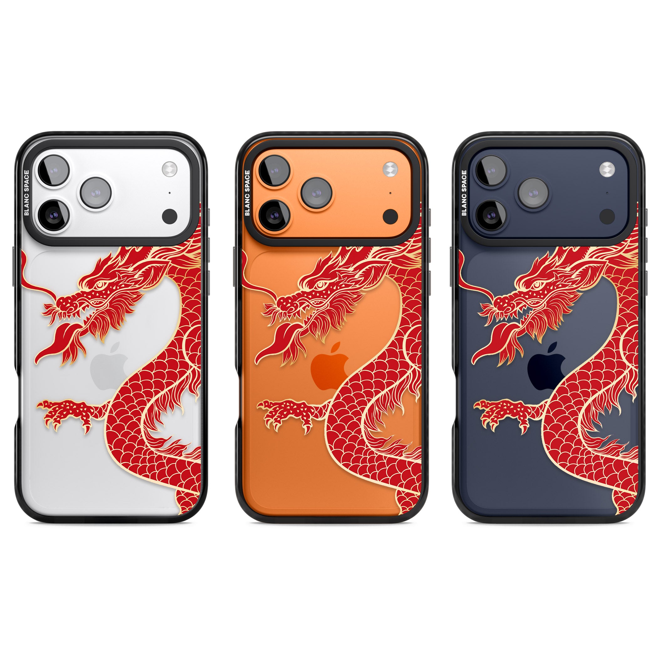 Large Red Dragon iPhone 17 Pro Impact Black Phone Case APT Impact Protection