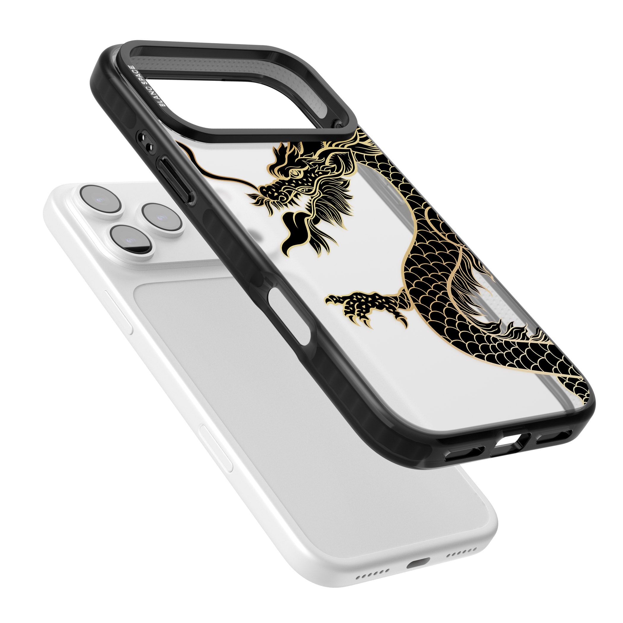 Large Black Dragon iPhone 17 Pro Max Impact Black Phone Case Colours