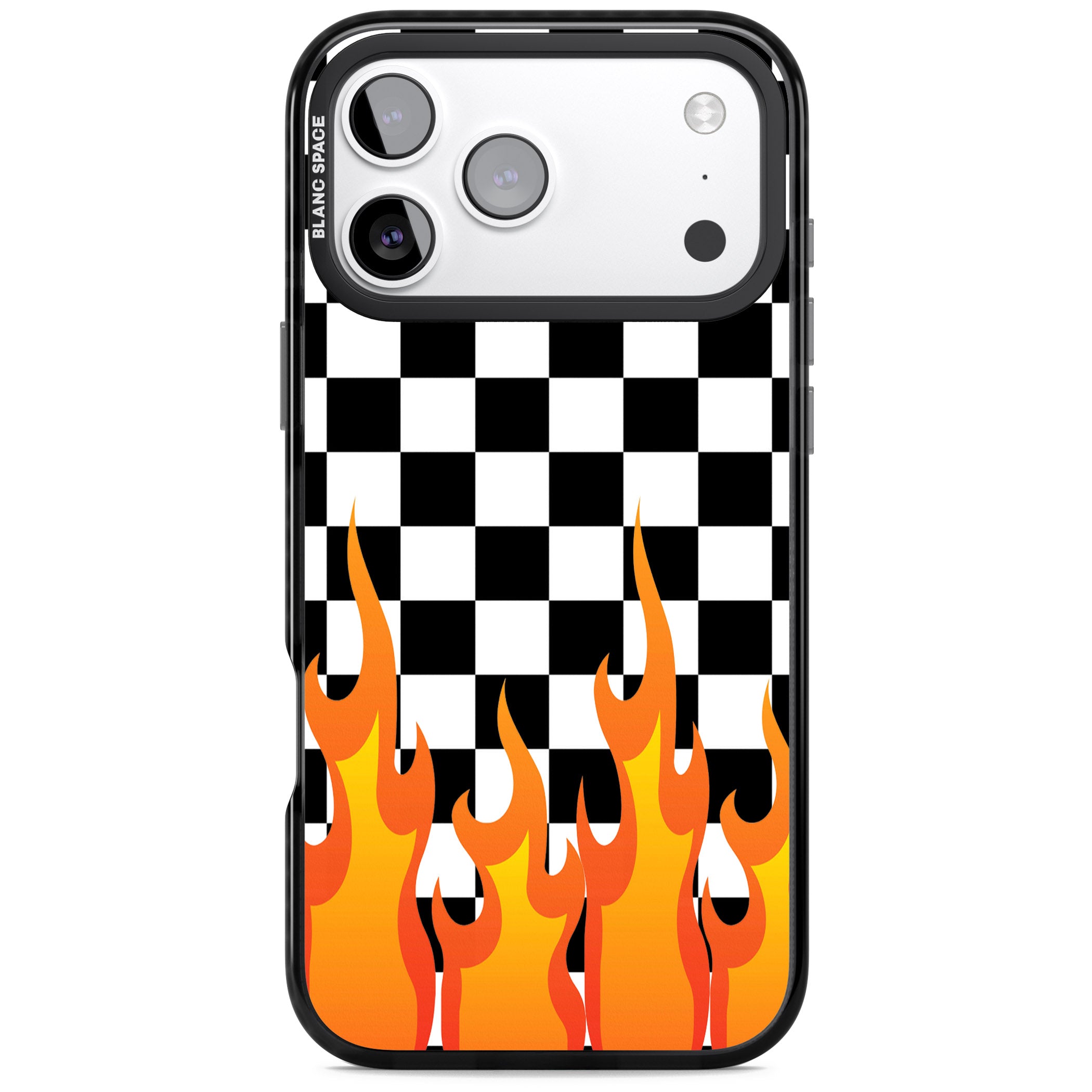 Checkered Fire iPhone 17 Pro Max Impact Black Phone Case