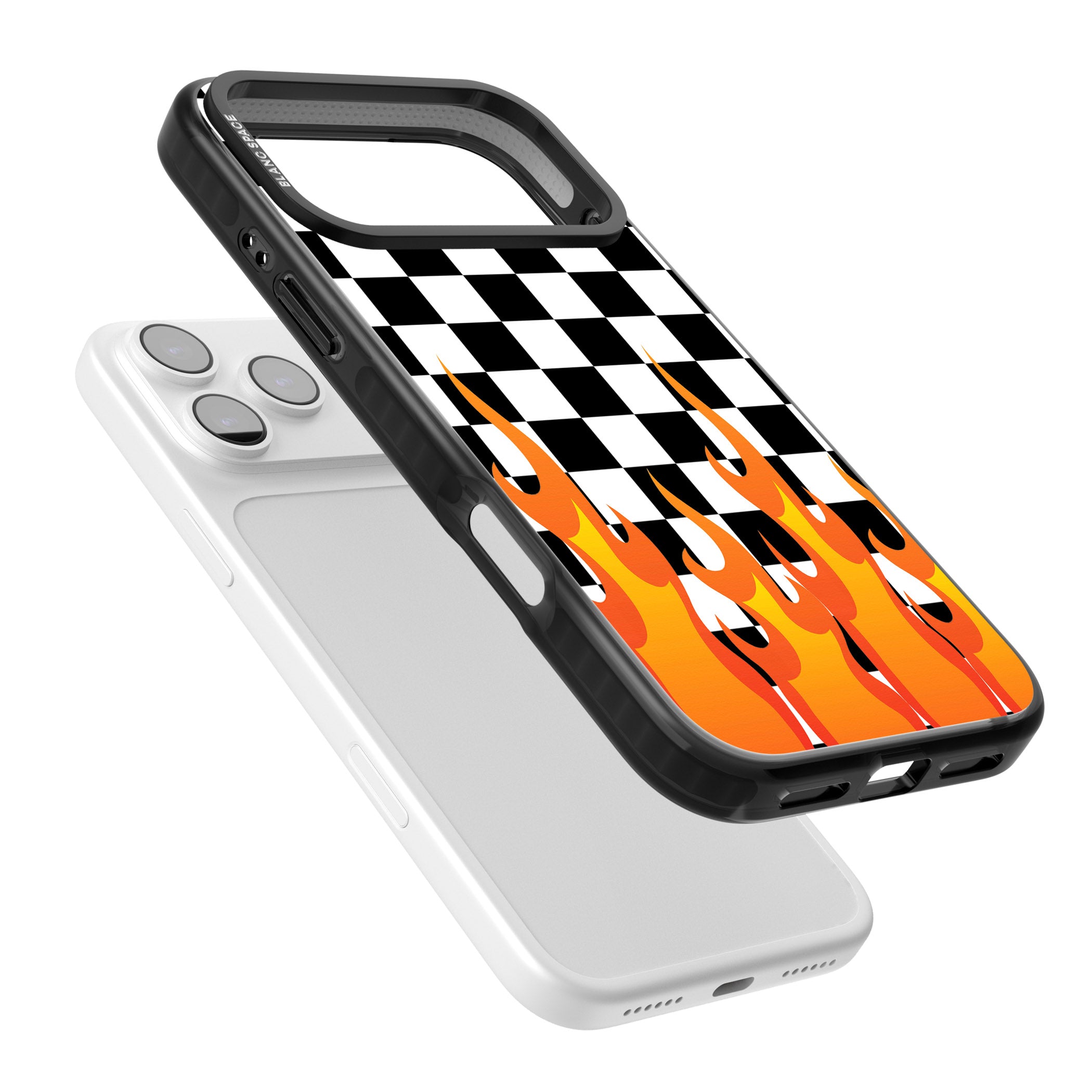 Checkered Fire iPhone 17 Pro Max Impact Black Phone Case Colours