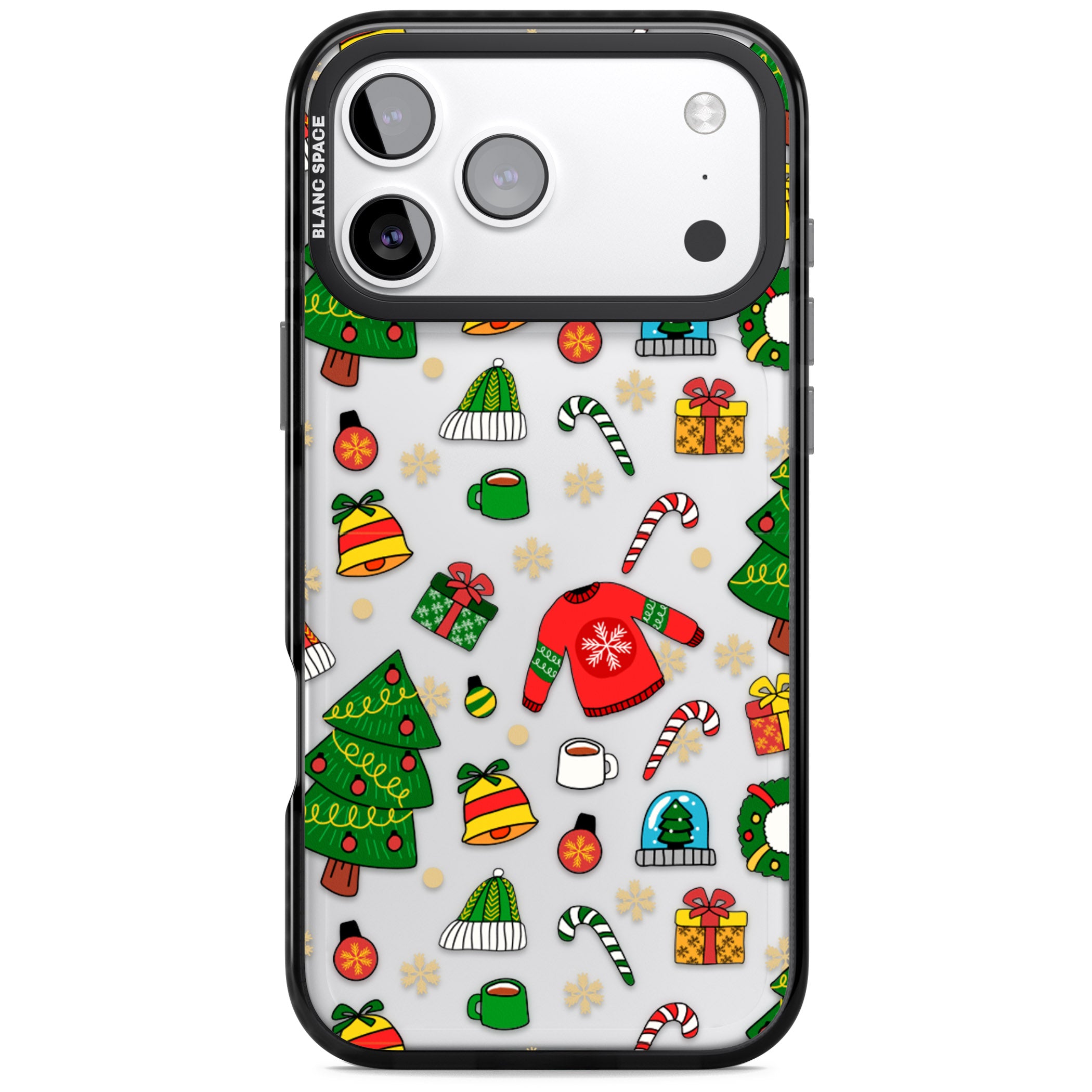 Christmas Mixture Pattern iPhone 17 Pro Max Impact Black Phone Case