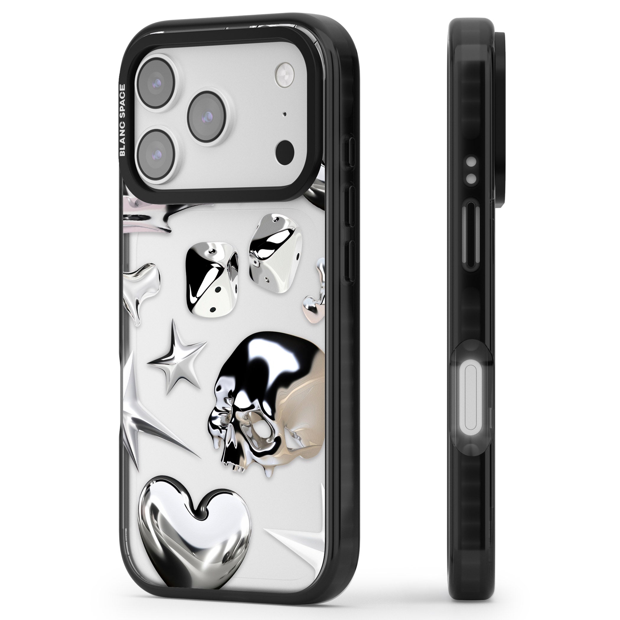 Chromed iPhone 17 Pro Max Impact Black Phone Case Side Profile