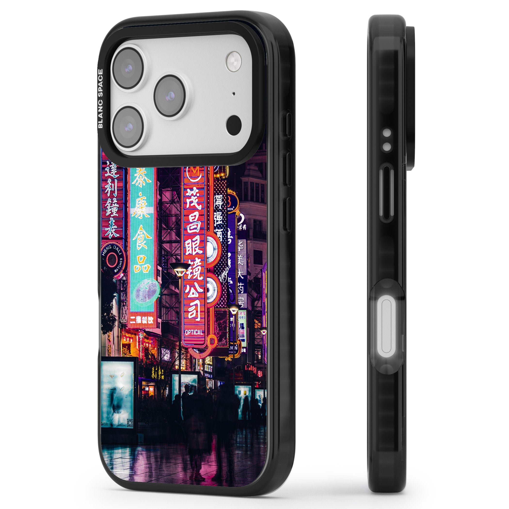 Neon Streets iPhone 17 Pro Max Impact Black Phone Case Side Profile