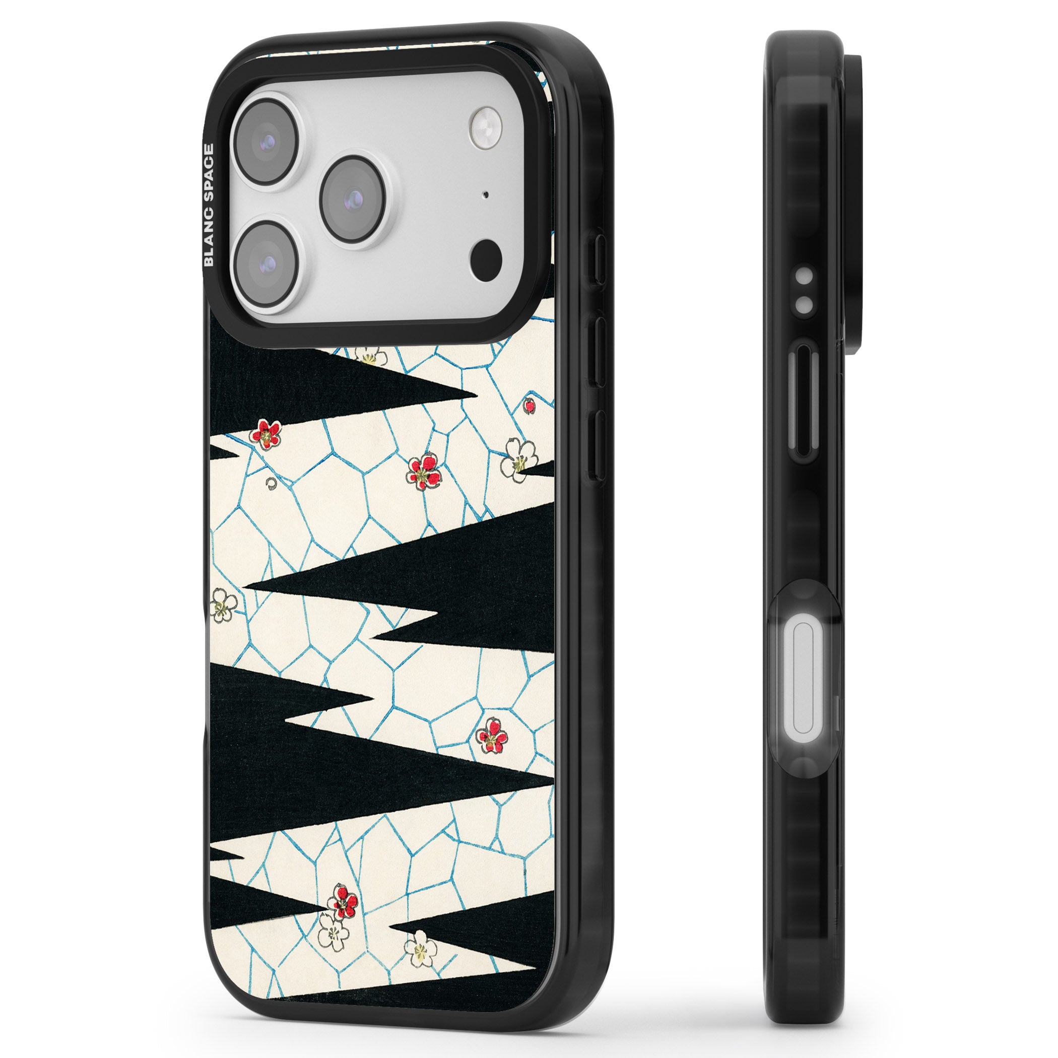 Japanese Flowers By Bijutsu Sekai iPhone 17 Pro Max Impact Black Phone Case Side Profile