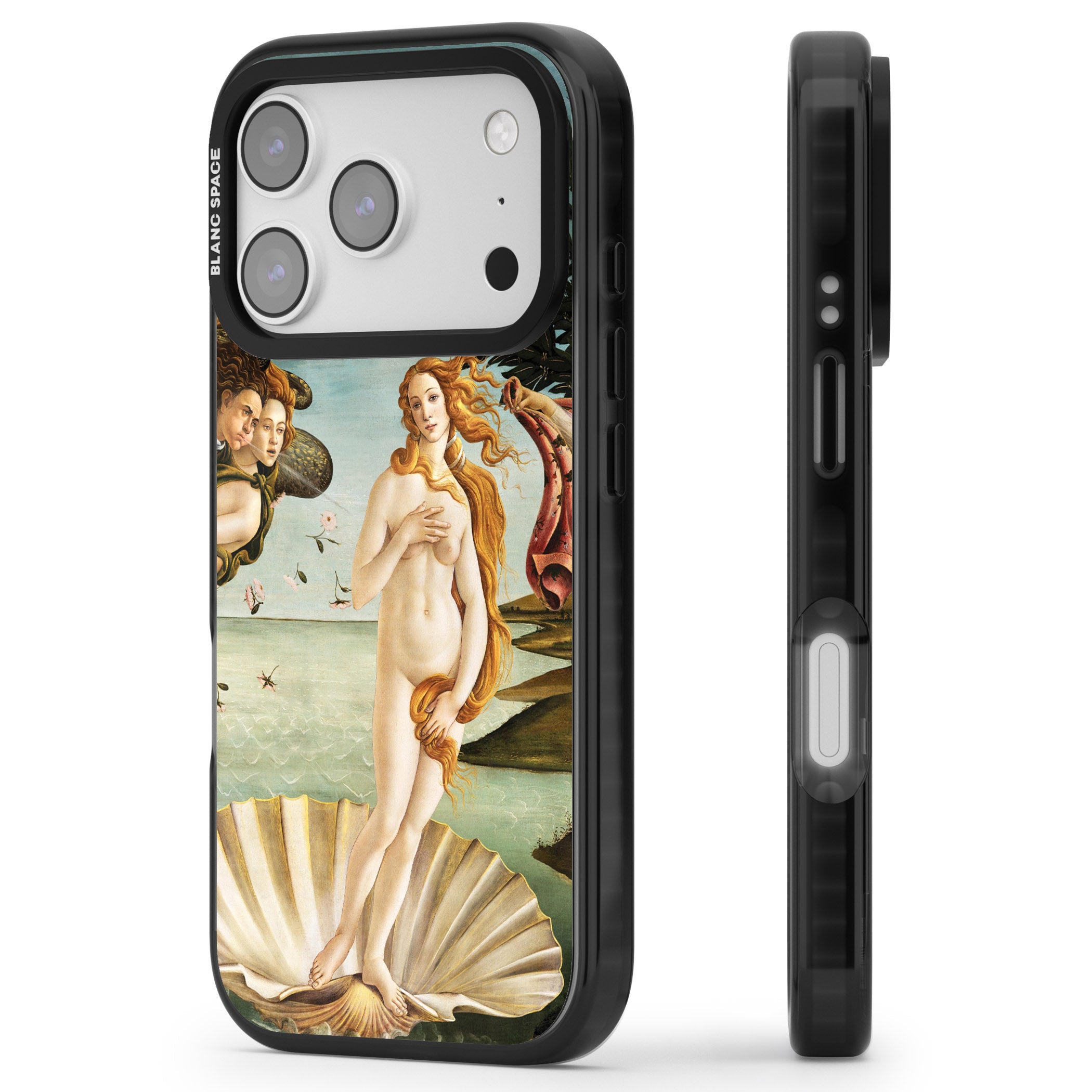 The Birth of Venus - Sandro Botticelli iPhone 17 Pro Max Impact Black Phone Case Side Profile