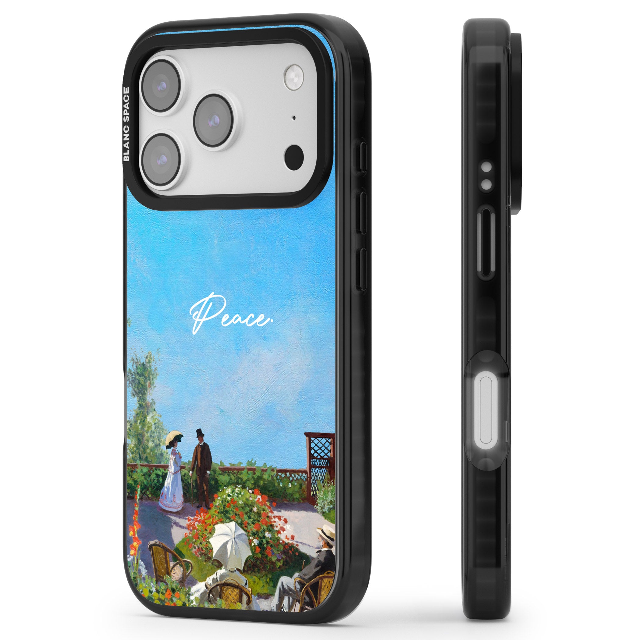 Monet Garden Terrace iPhone 17 Pro Max Impact Black Phone Case Side Profile