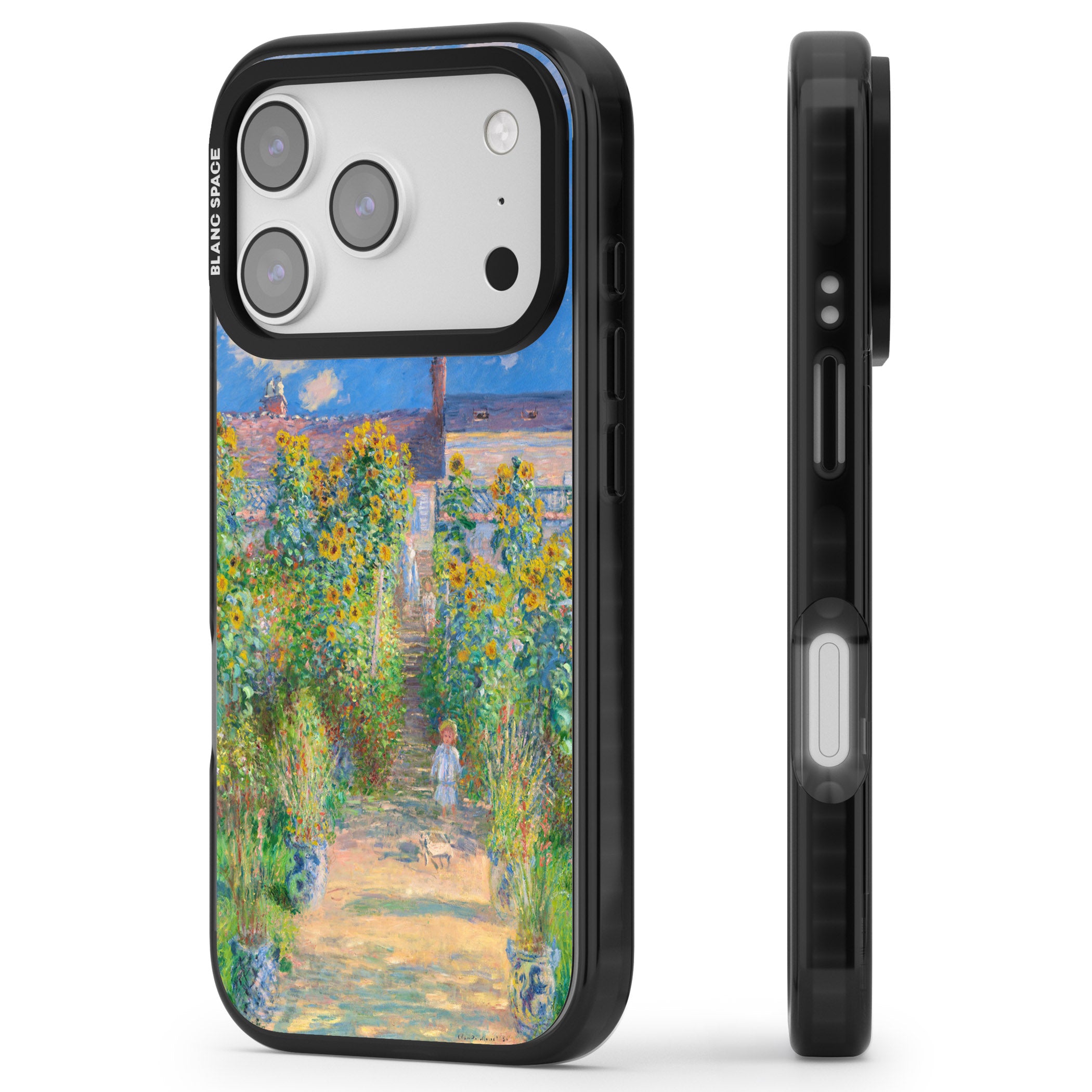 Garden at Vetheuil iPhone 17 Pro Max Impact Black Phone Case Side Profile