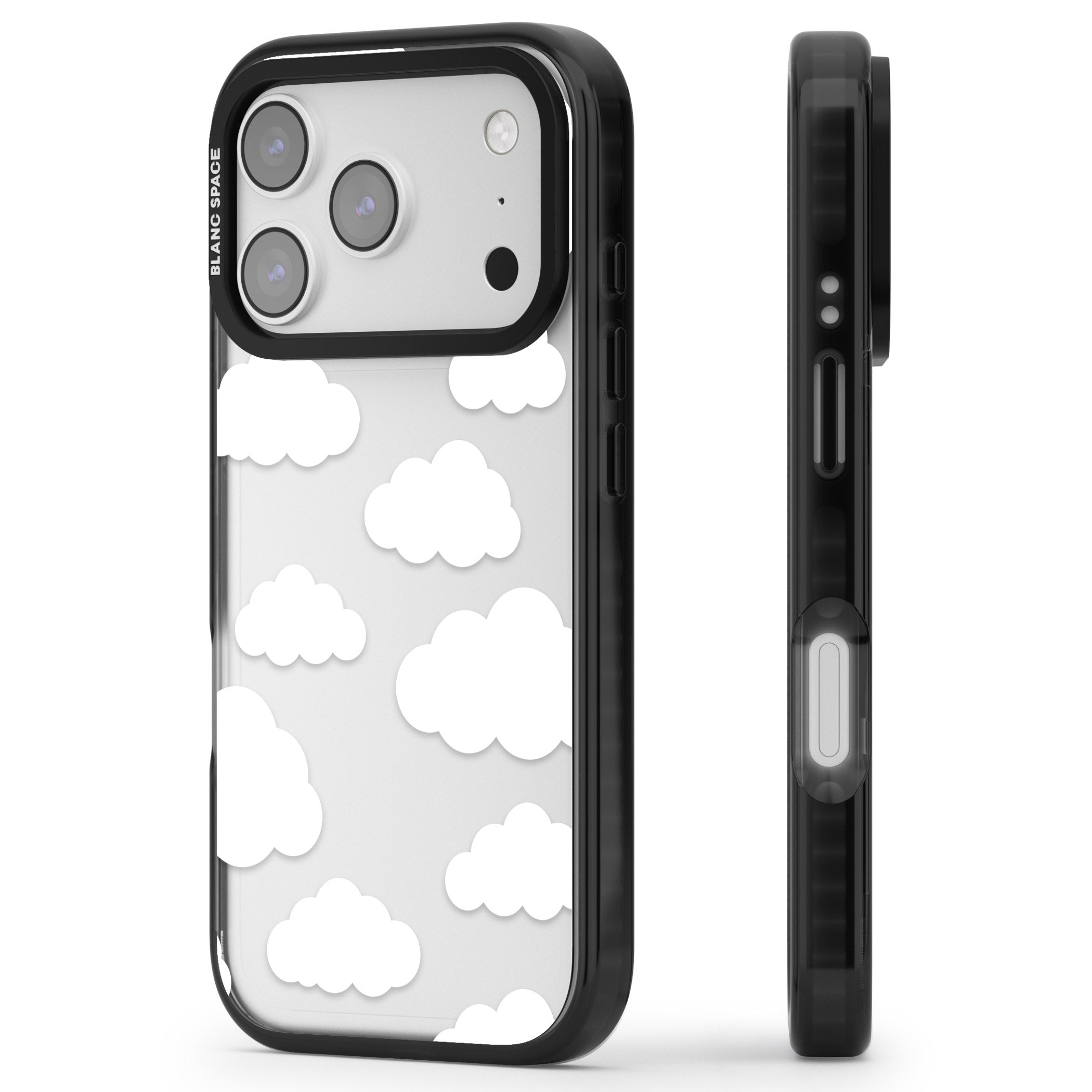 Cloud Pattern iPhone 17 Pro Max Impact Black Phone Case Side Profile